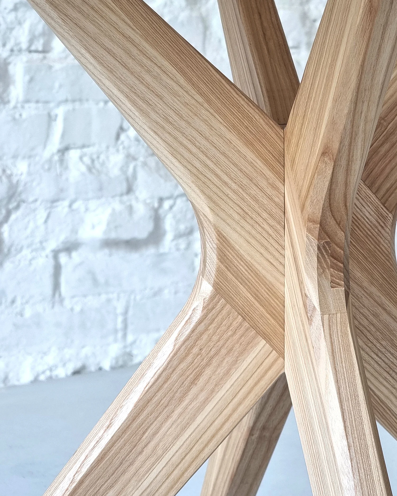 Table demi-ovale à manger 80x80 cm, 3 personnes, MDF Beige Brun | frêne