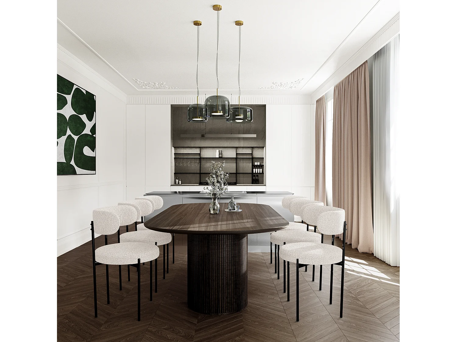 Lot de 2 chaises  en Bouclette Crème