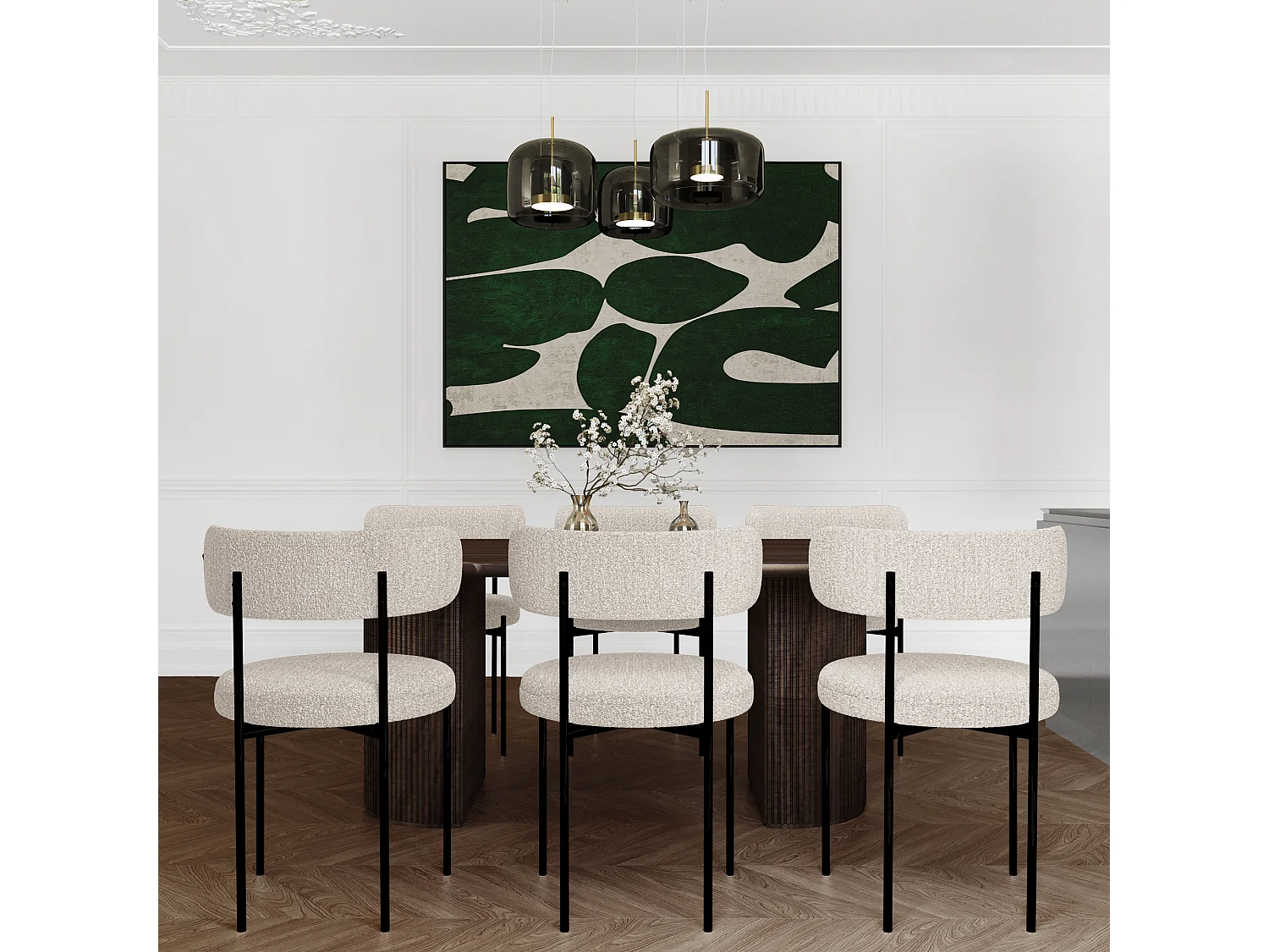 Lot de 2 chaises  en Bouclette Crème