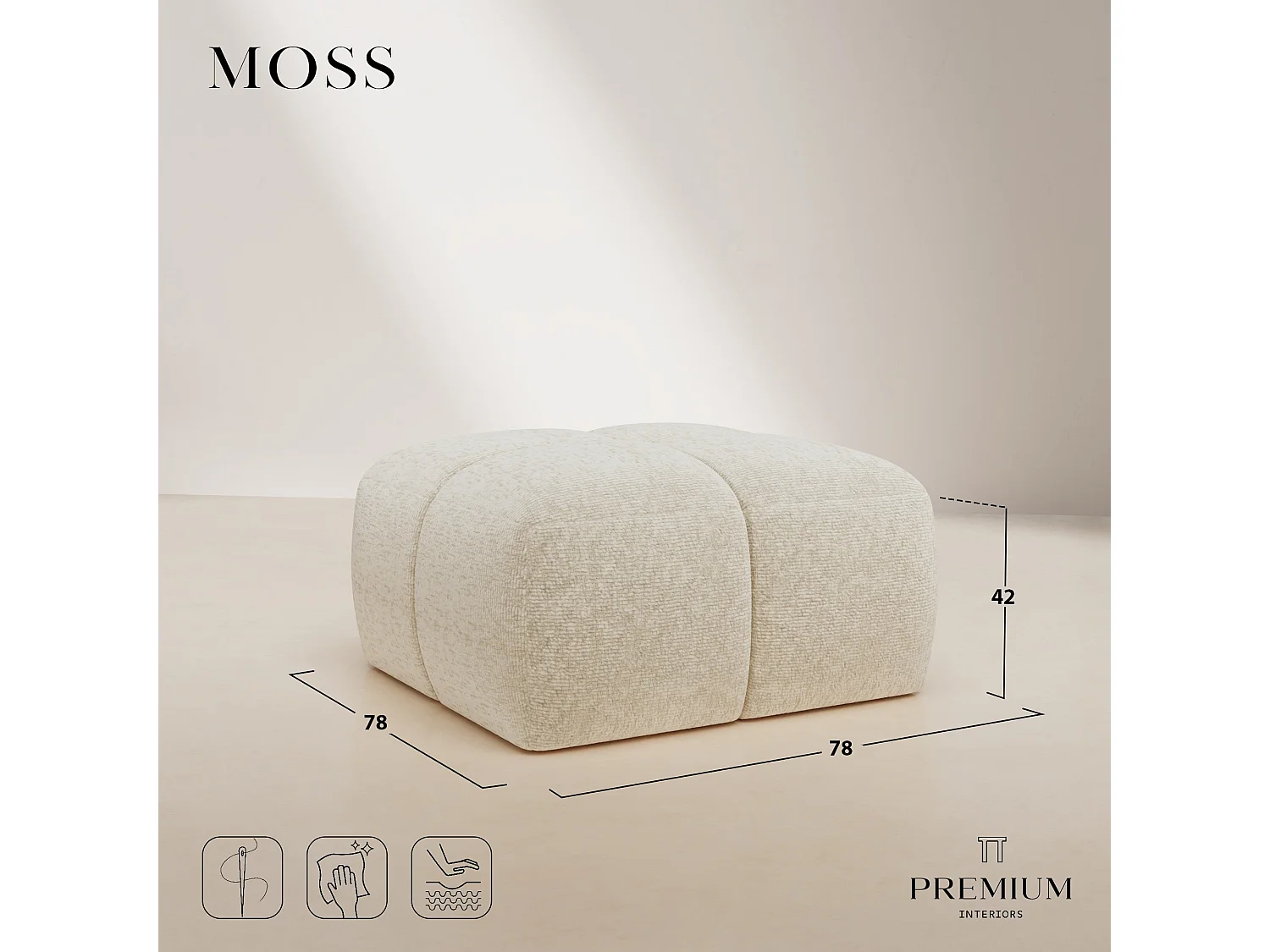 Pouf MOSS en Velours texturé Vert vintage