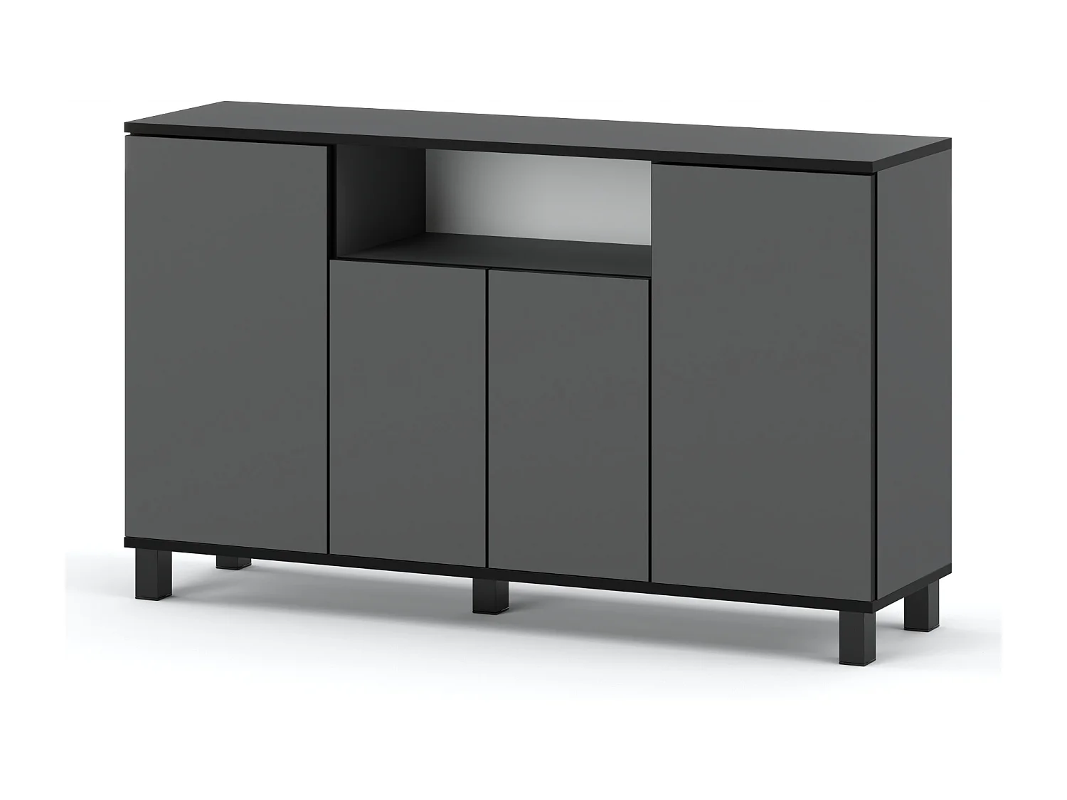 Duża Komoda 140 CM Szary Mat Szafka Rtv Meble Do Salonu Sypialni