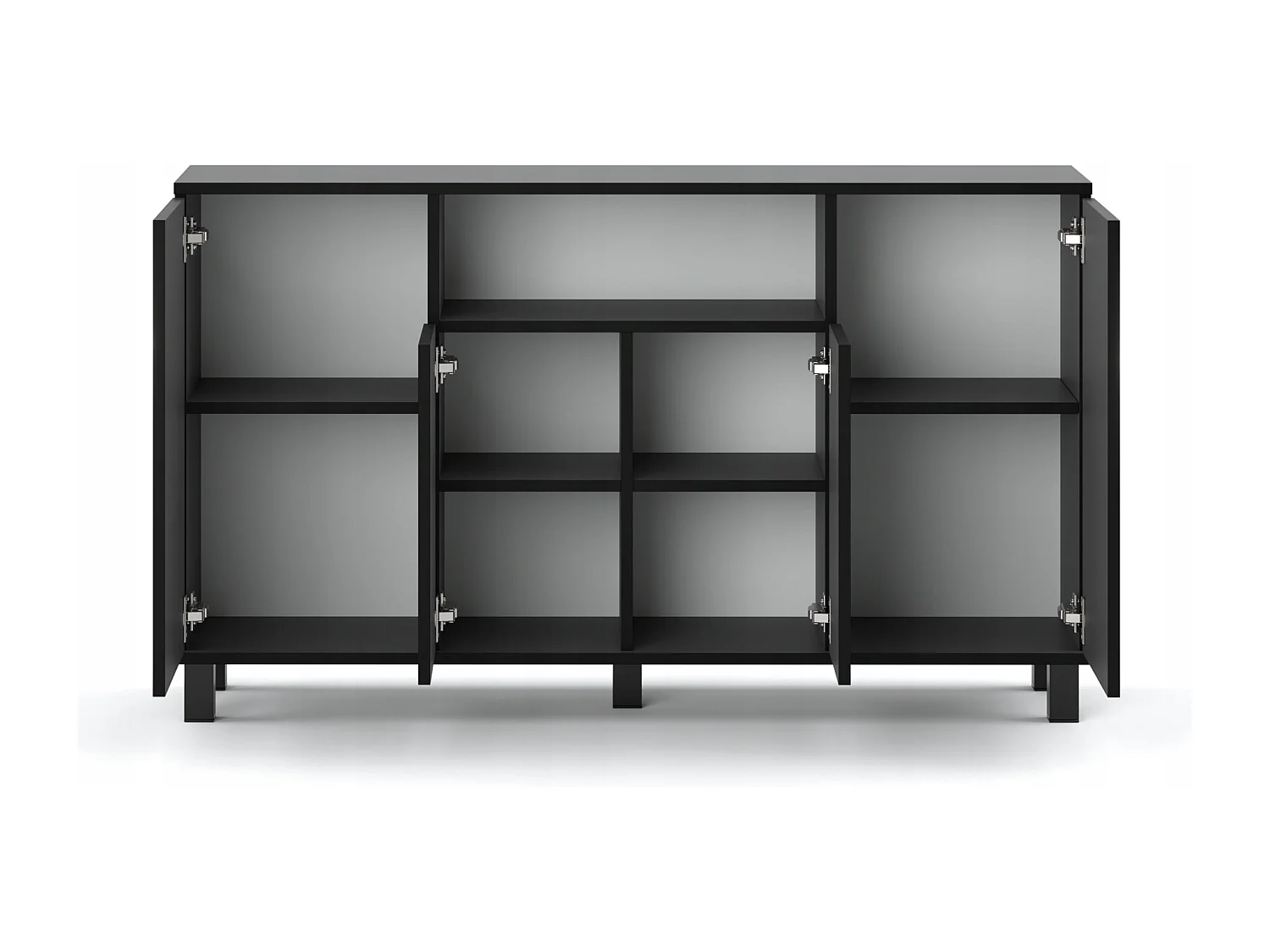 Duża Komoda 140 CM Szary Mat Szafka Rtv Meble Do Salonu Sypialni