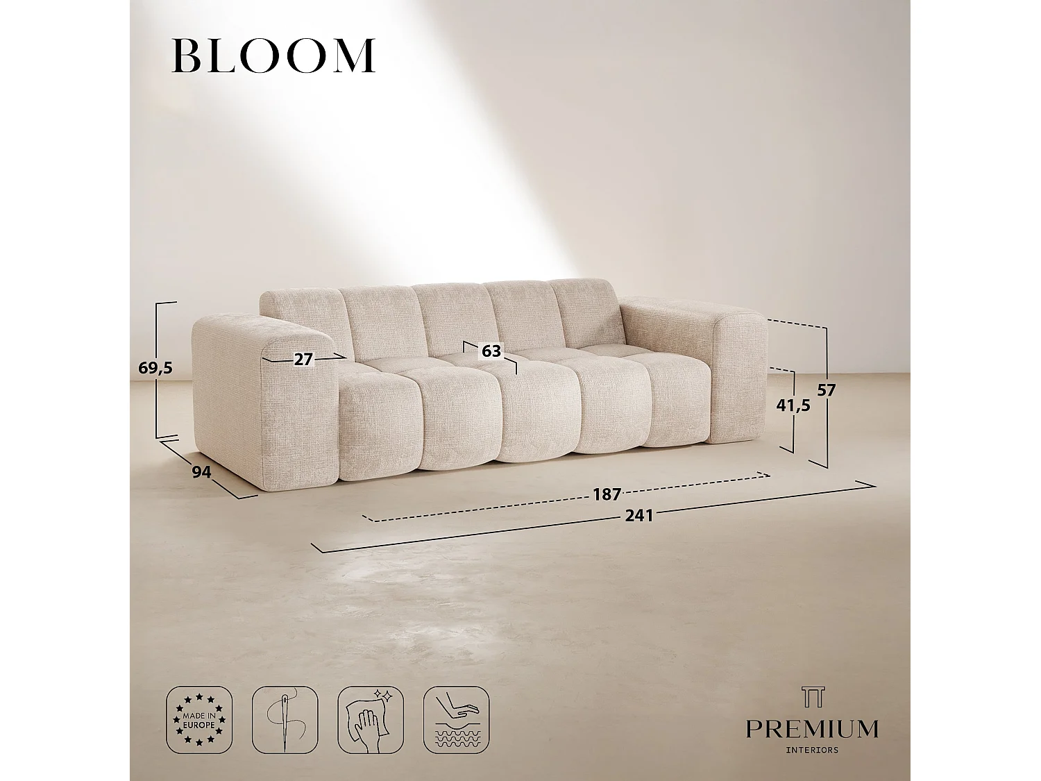 Canapé BLOOM en Tissu bouclette
