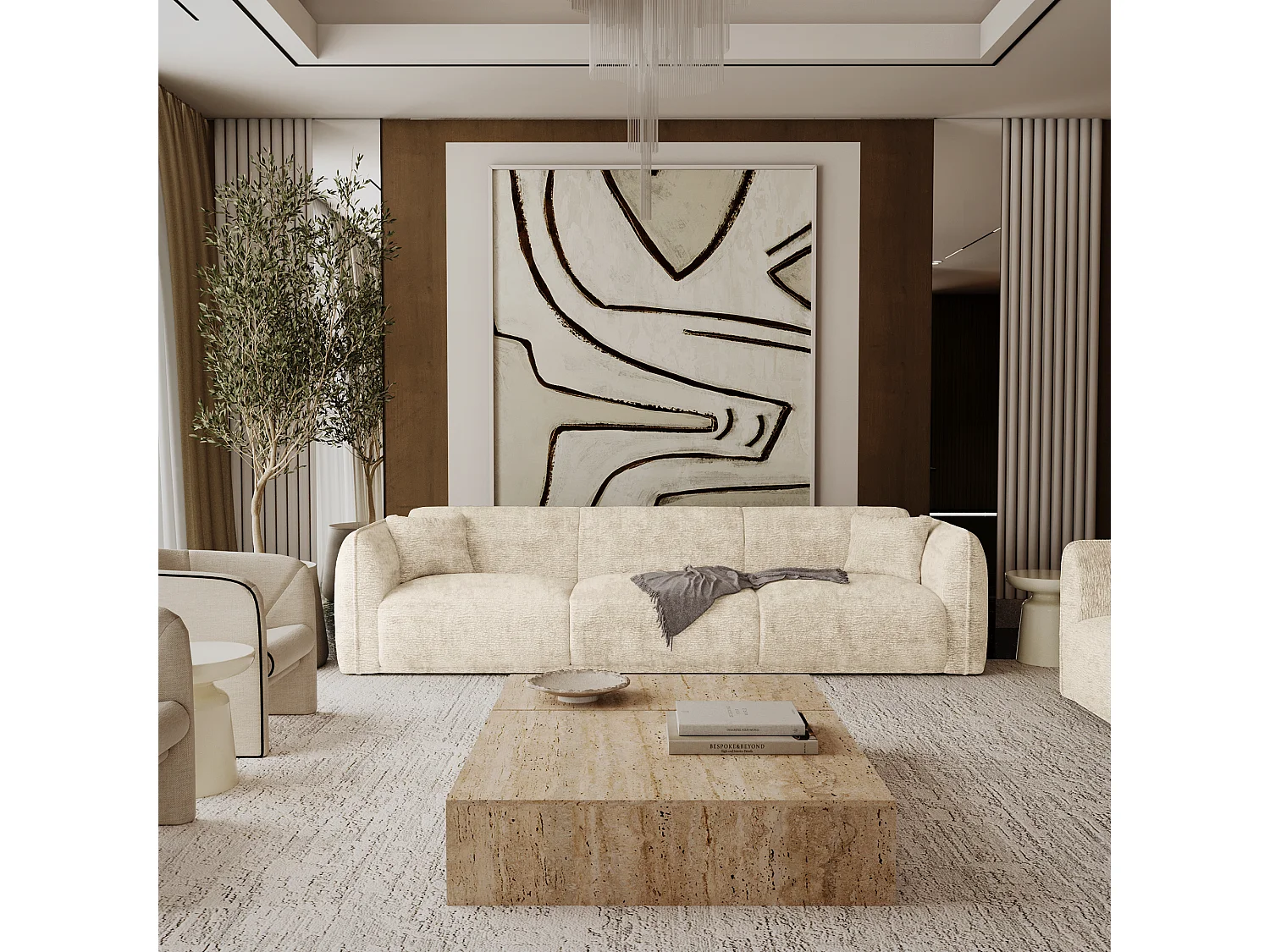 Canapé LUSH en Velours à motifs Crème