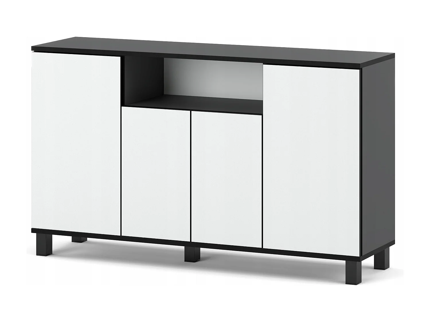 Duża Komoda 140 CM Szary Mat Biały Mat Szafka Rtv Meble Do Salonu Sypialni