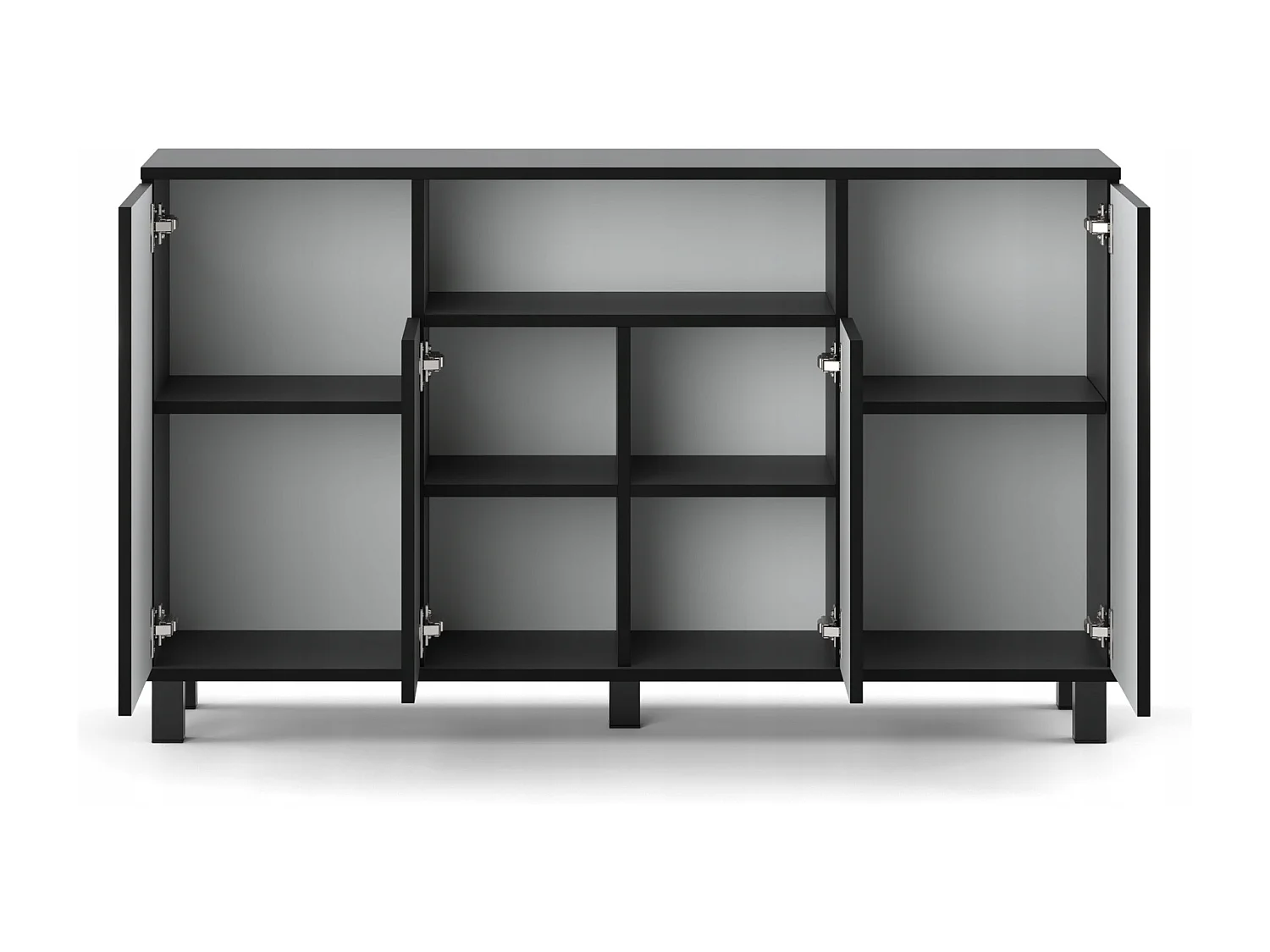 Duża Komoda 140 CM Szary Mat Biały Mat Szafka Rtv Meble Do Salonu Sypialni