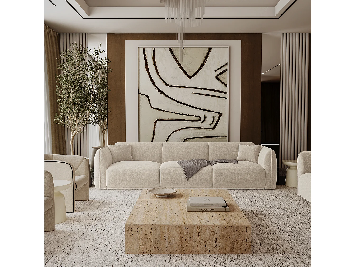 Canapé LUSH en Tissu tramé toucher doux  Beige
