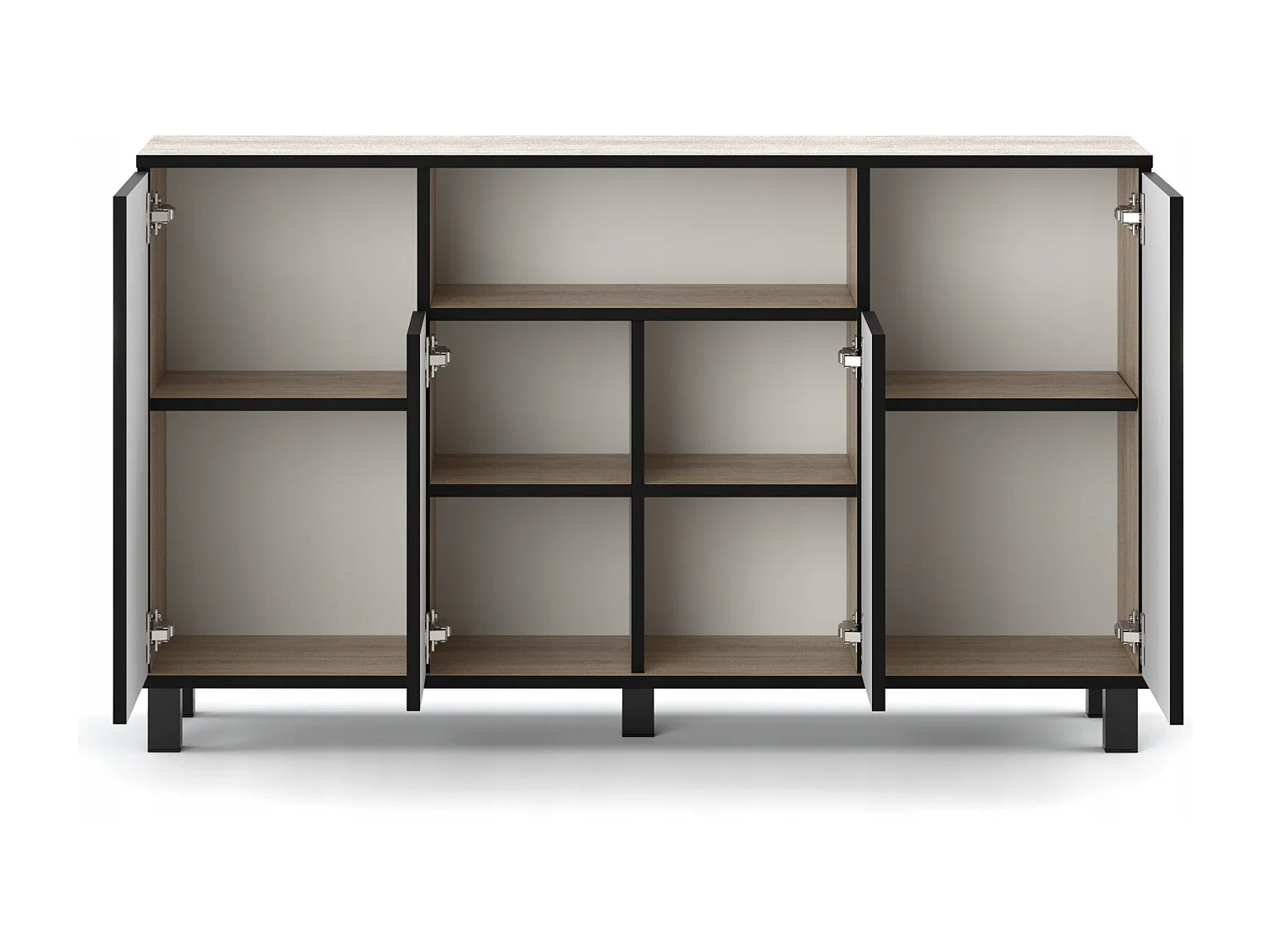 Duża Komoda 140 CM Dąb Sonoma Biały Mat Szafka Rtv Meble Do Salonu Sypialni