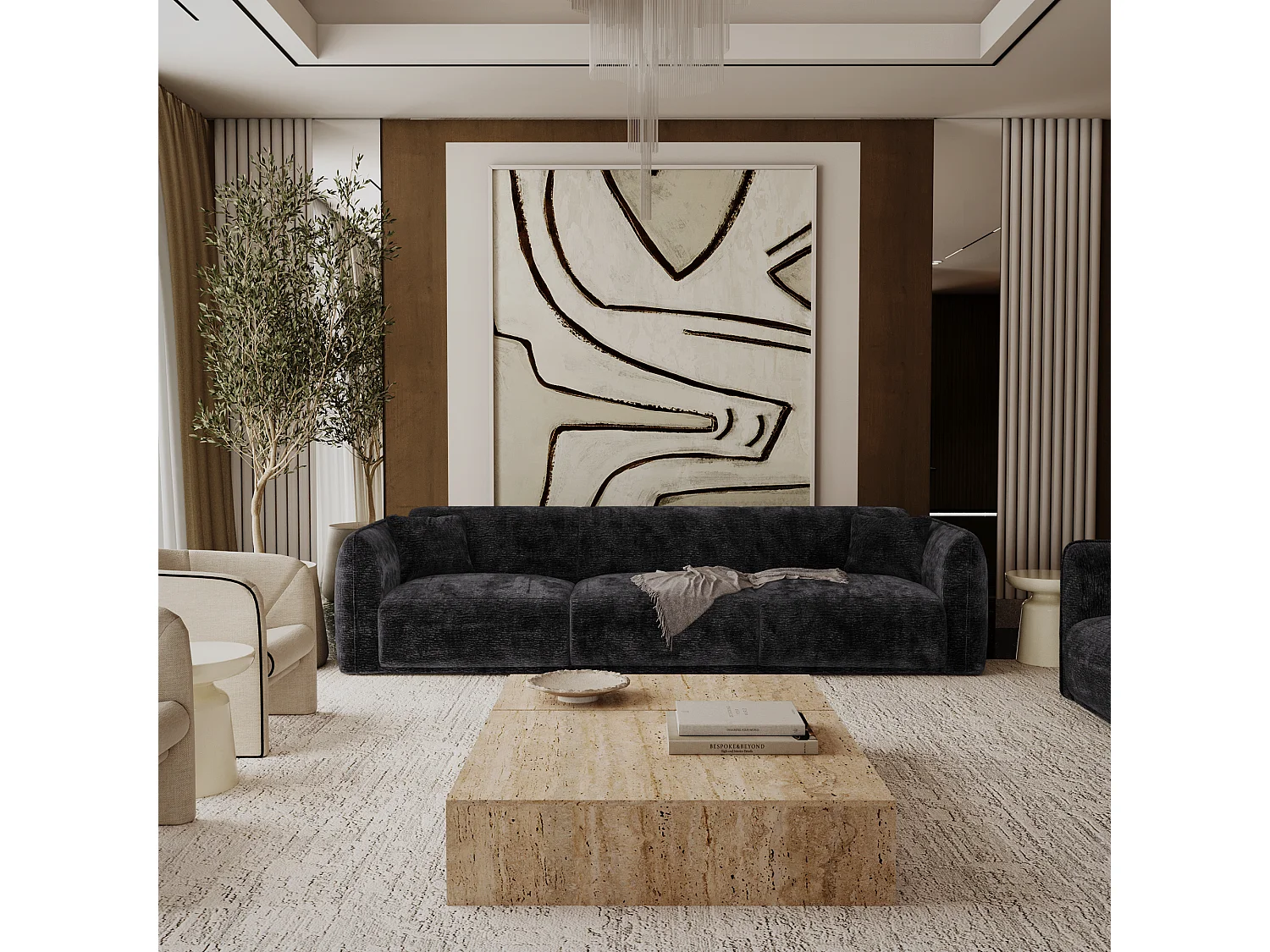 Canapé LUSH en Velours à motifs Noir