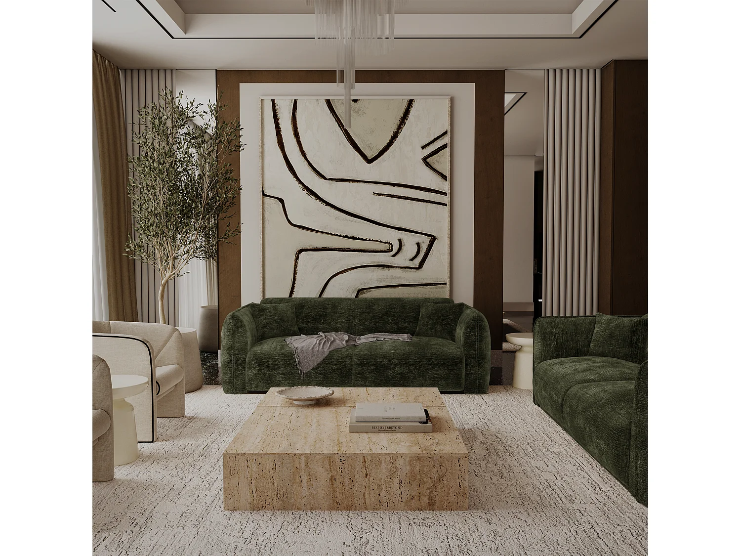 Canapé LUSH en Velours à motifs Vert kaki