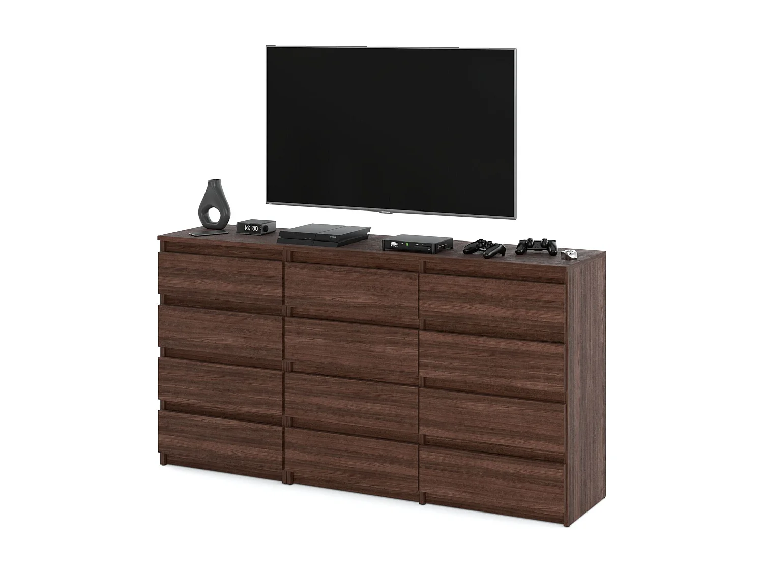 Duża Komoda z 12 Szufladami 180 CM Szafka Rtv Dąb Wenge Meble Do Salonu Sypialni