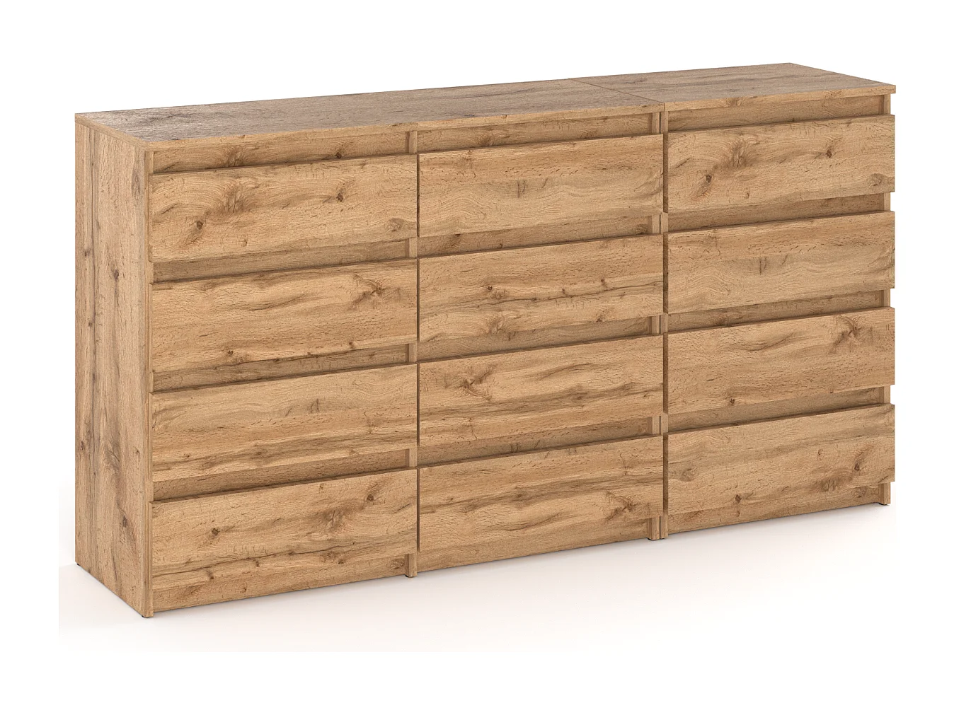 Duża Komoda z 12 Szufladami 180 CM Szafka Rtv Dąb Wotan Meble Do Salonu Sypialni