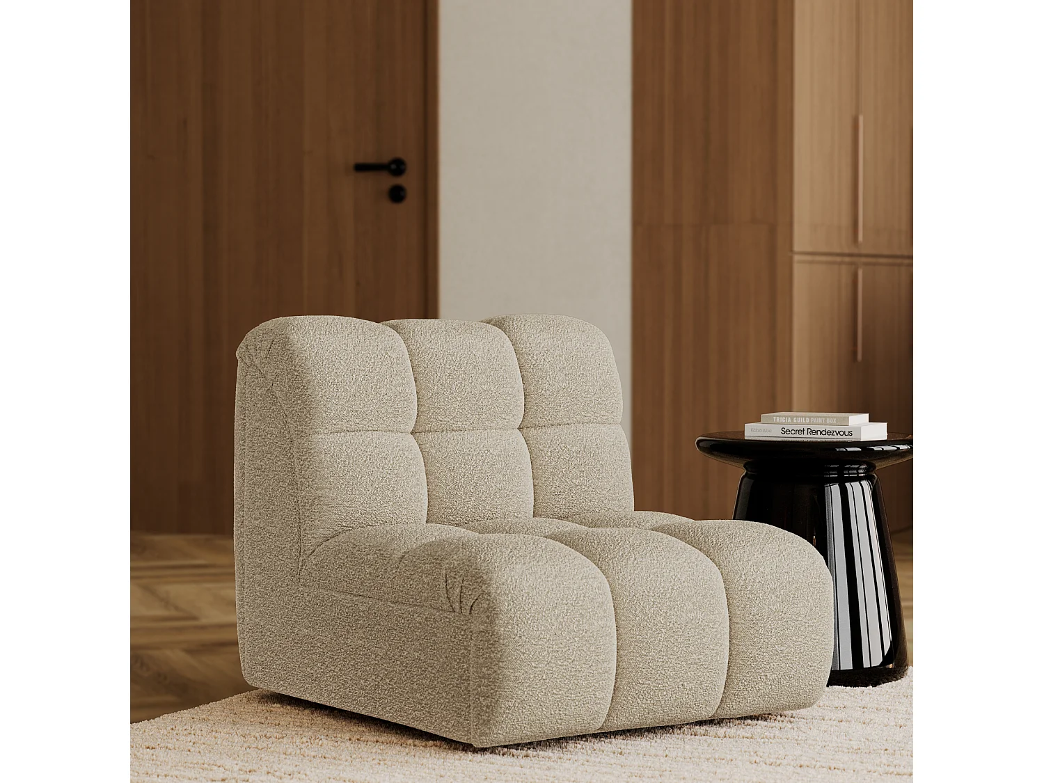 Fauteuil pivotant modulable SEVEN en Tissu bouclette Beige