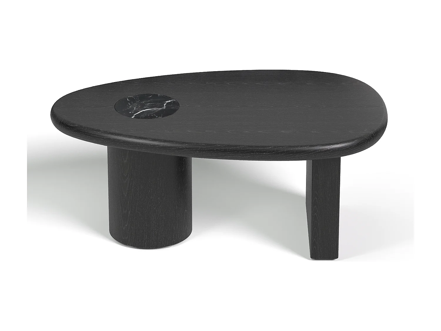 Table basse  en Bois contreplaqué, chêne noir et marbre noir naturel
