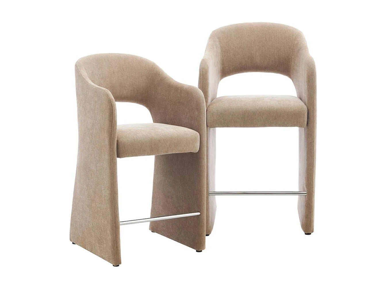 Tabouret de bar en tissu écru Séphira (lot de 2)