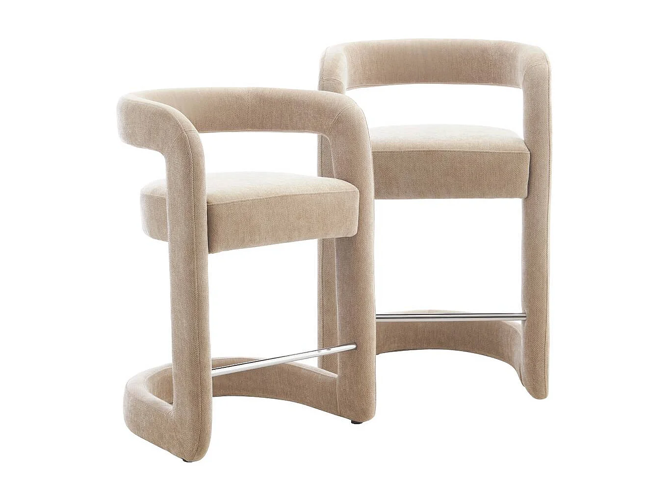 Tabouret de bar en tissu écru Jorah (lot de 2)