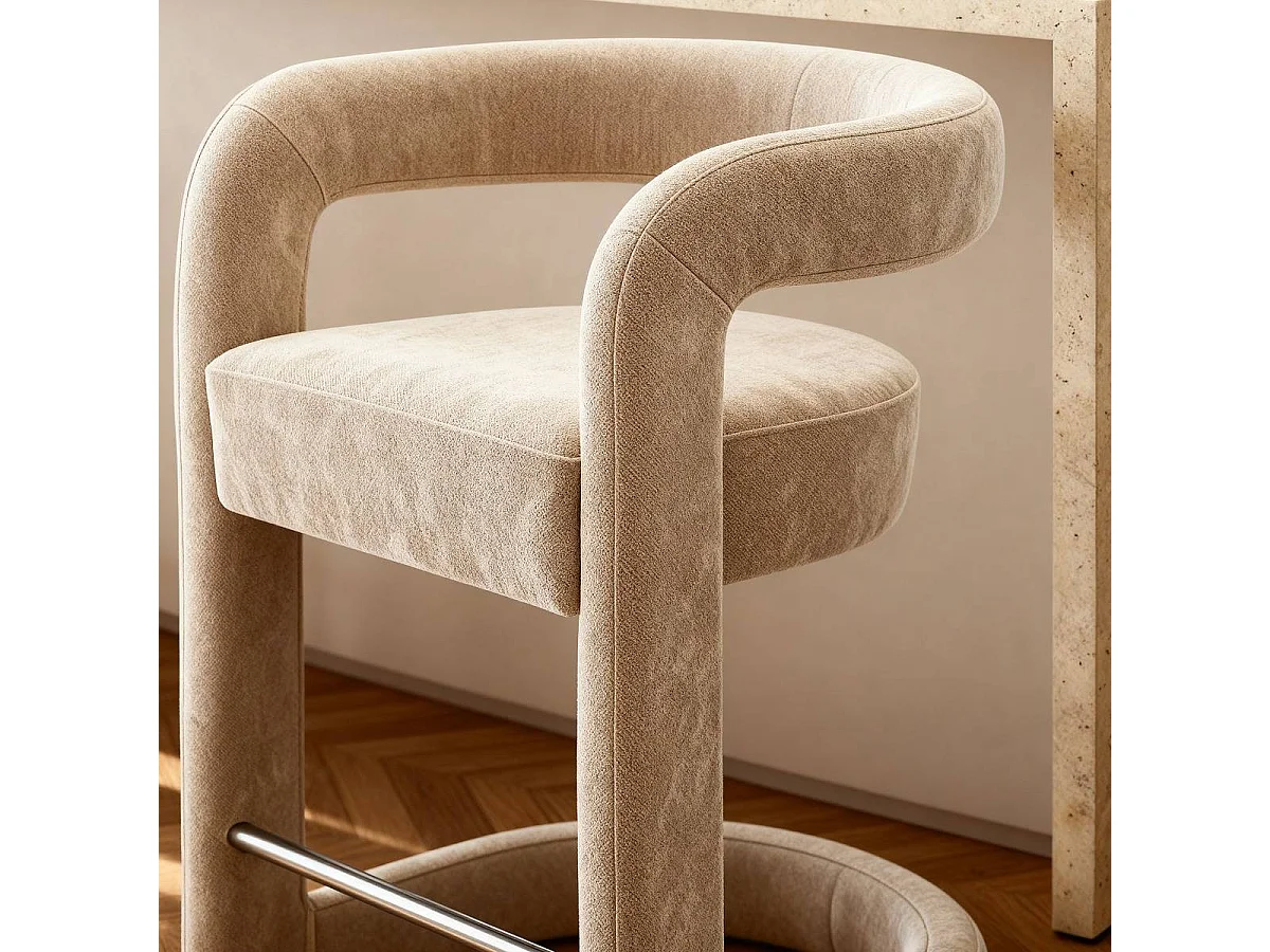 Tabouret de bar en tissu écru Jorah (lot de 2)