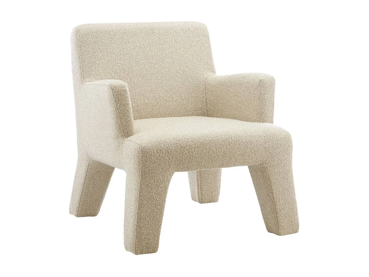 Fauteuil en tissu bouclette écru Kara