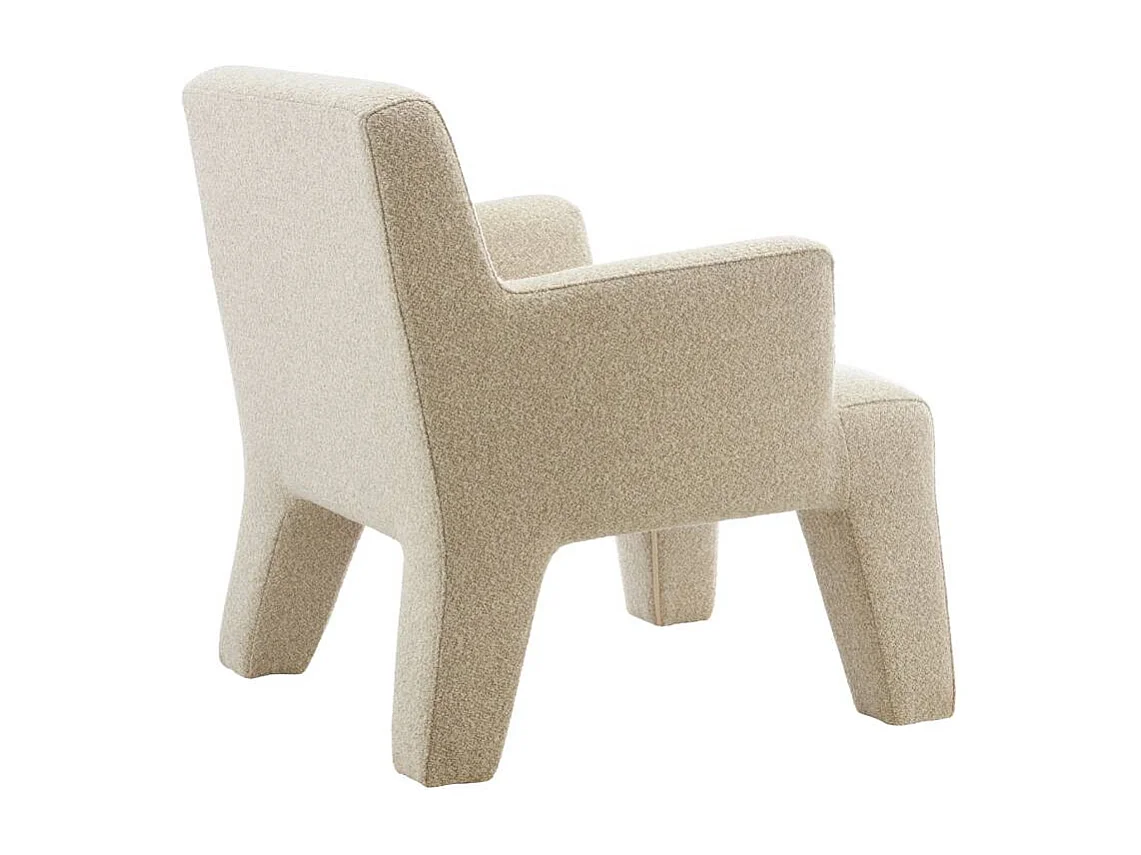 Fauteuil en tissu bouclette écru Kara