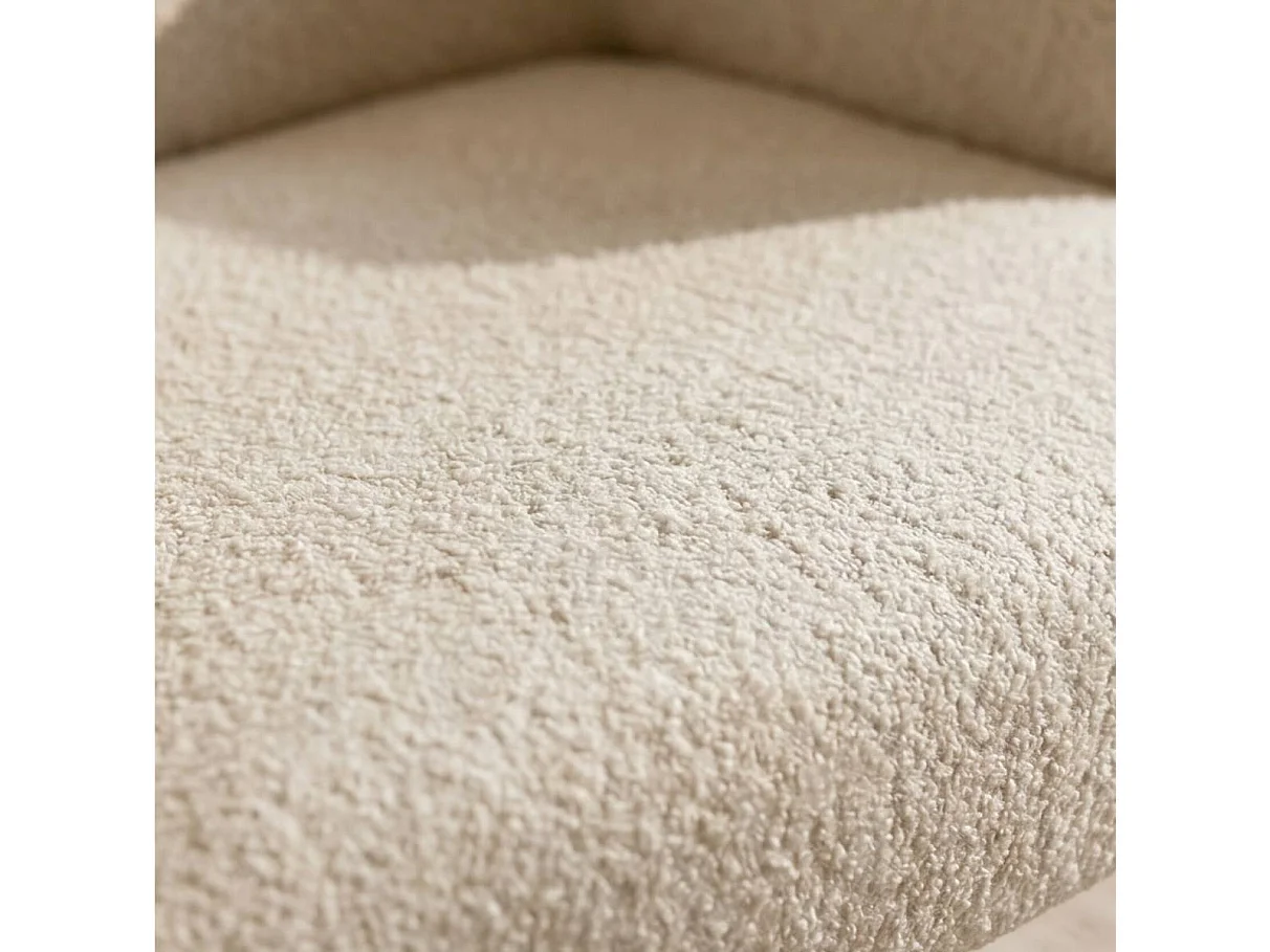 Fauteuil en tissu bouclette écru Kara