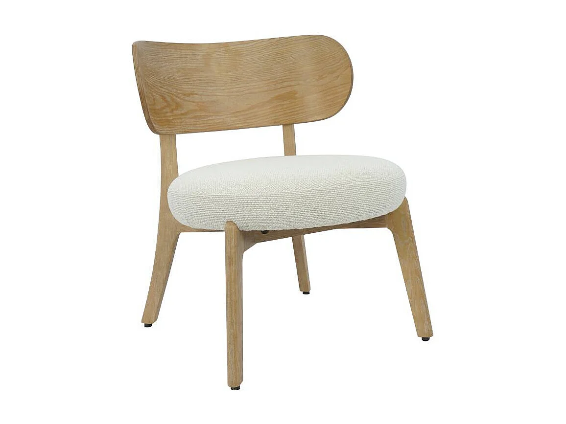 Fauteuil en bois de sapin et tissu écru Serelia