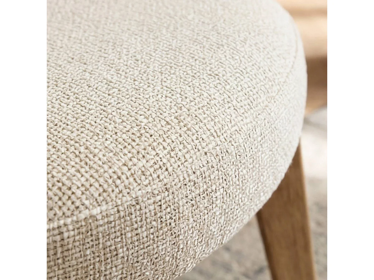 Fauteuil en bois de sapin et tissu écru Serelia