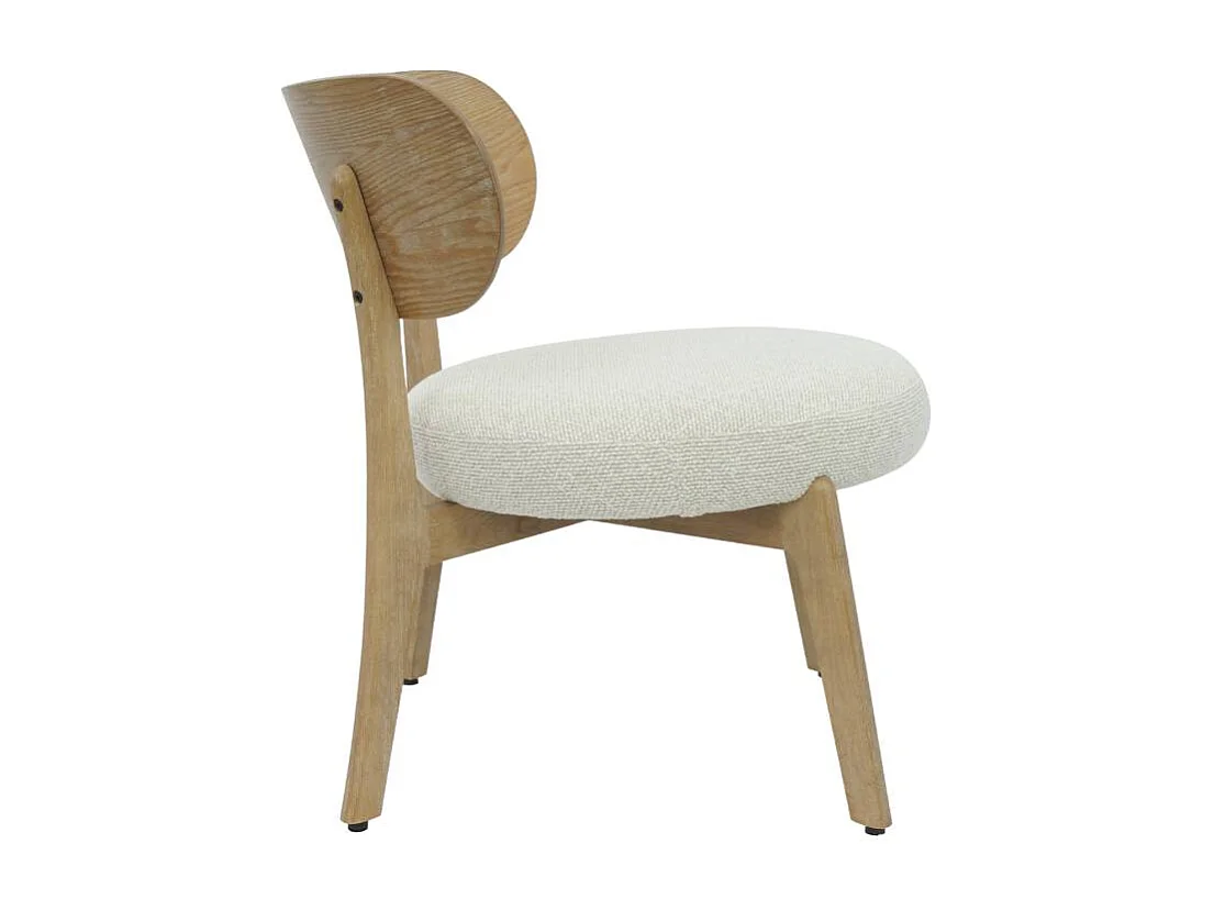 Fauteuil en bois de sapin et tissu écru Serelia