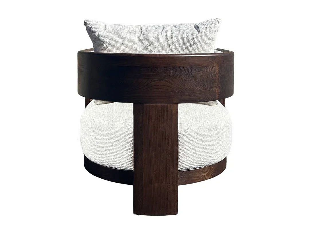 Fauteuil en bois d'orme et tissu écru Yséon