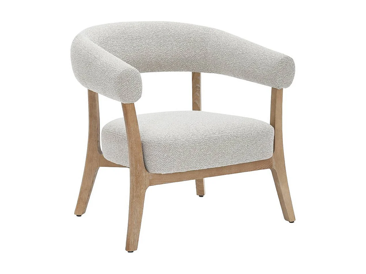 Fauteuil en bois et tissu écru Freya