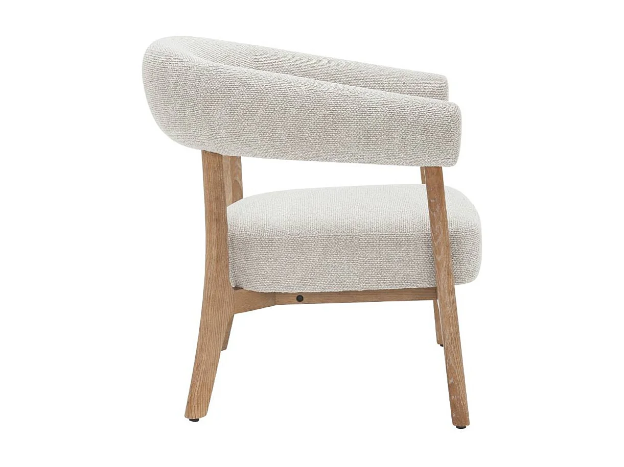 Fauteuil en bois et tissu écru Freya