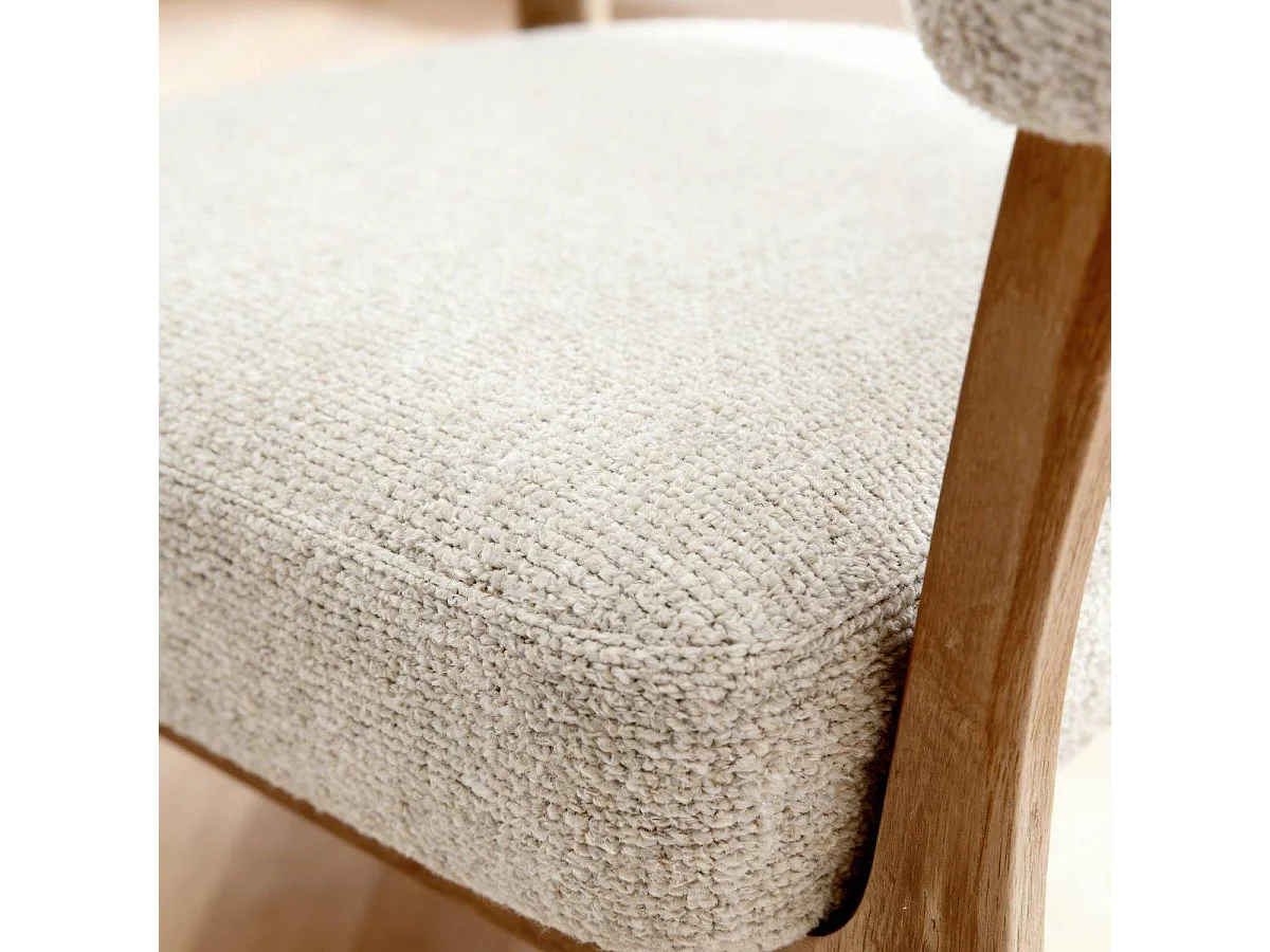 Fauteuil en bois et tissu écru Freya