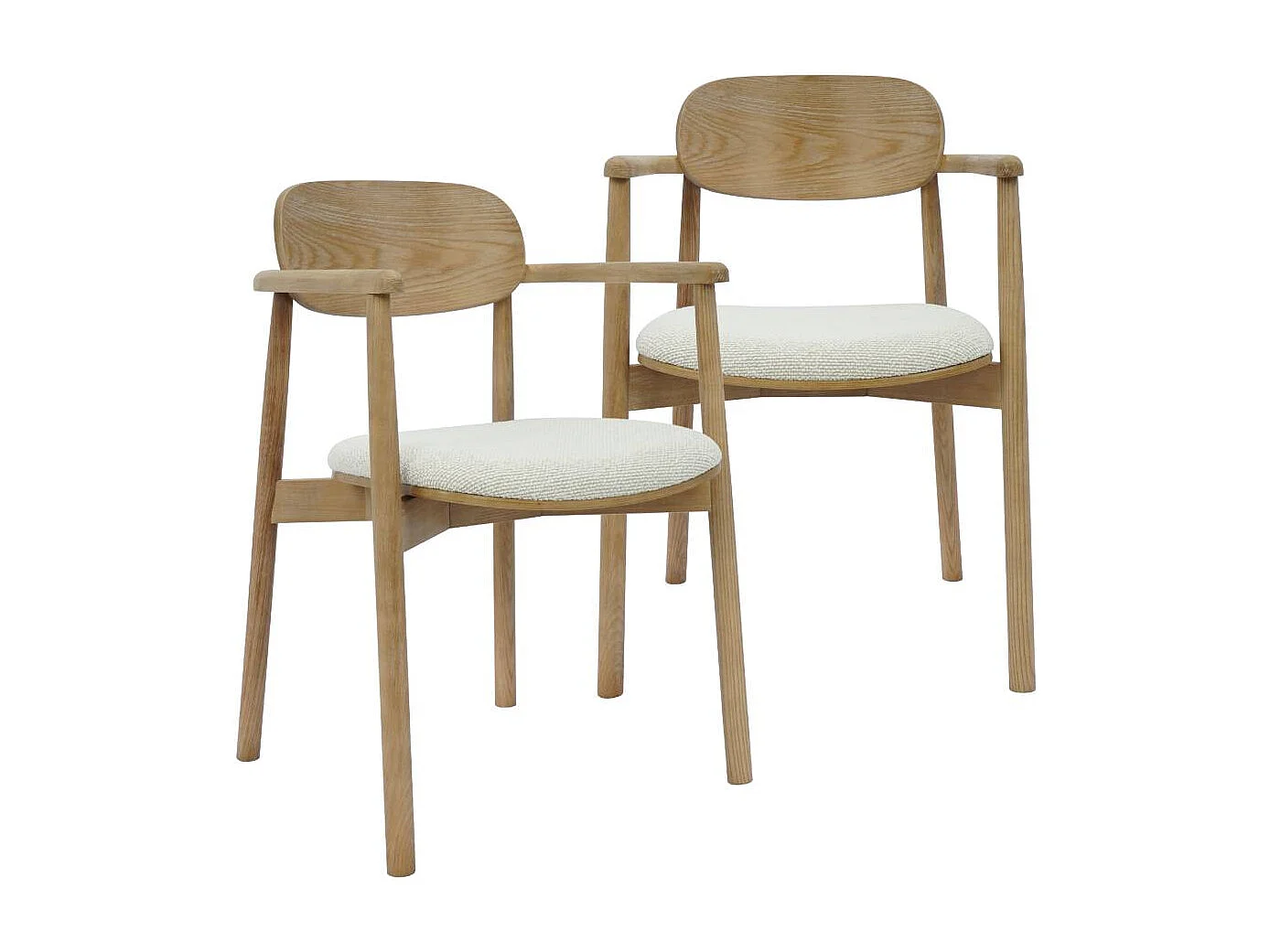 Chaise en bois de sapin et tissu écru Olia (lot de 2)