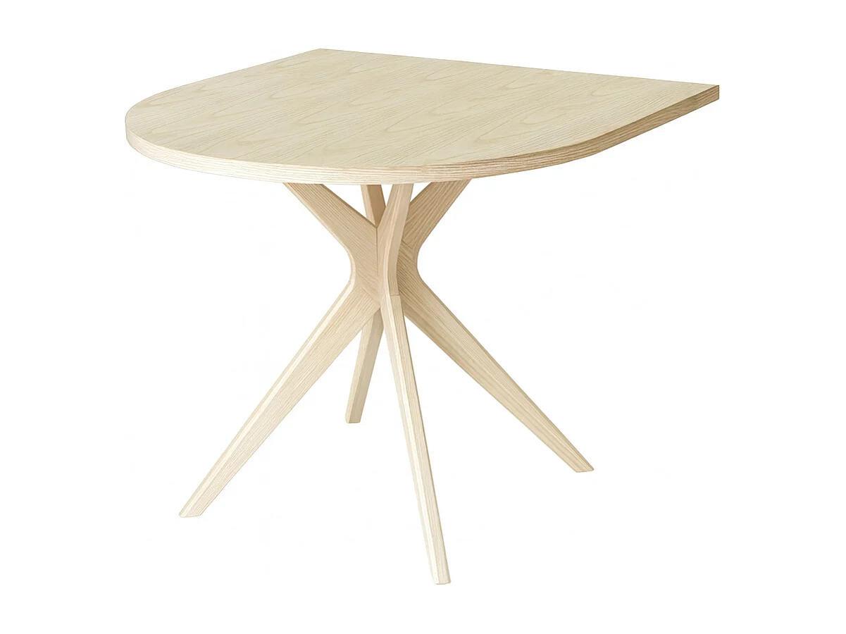 Table demi-ovale à manger 80x80 cm, 3 personnes Jubi Frêne