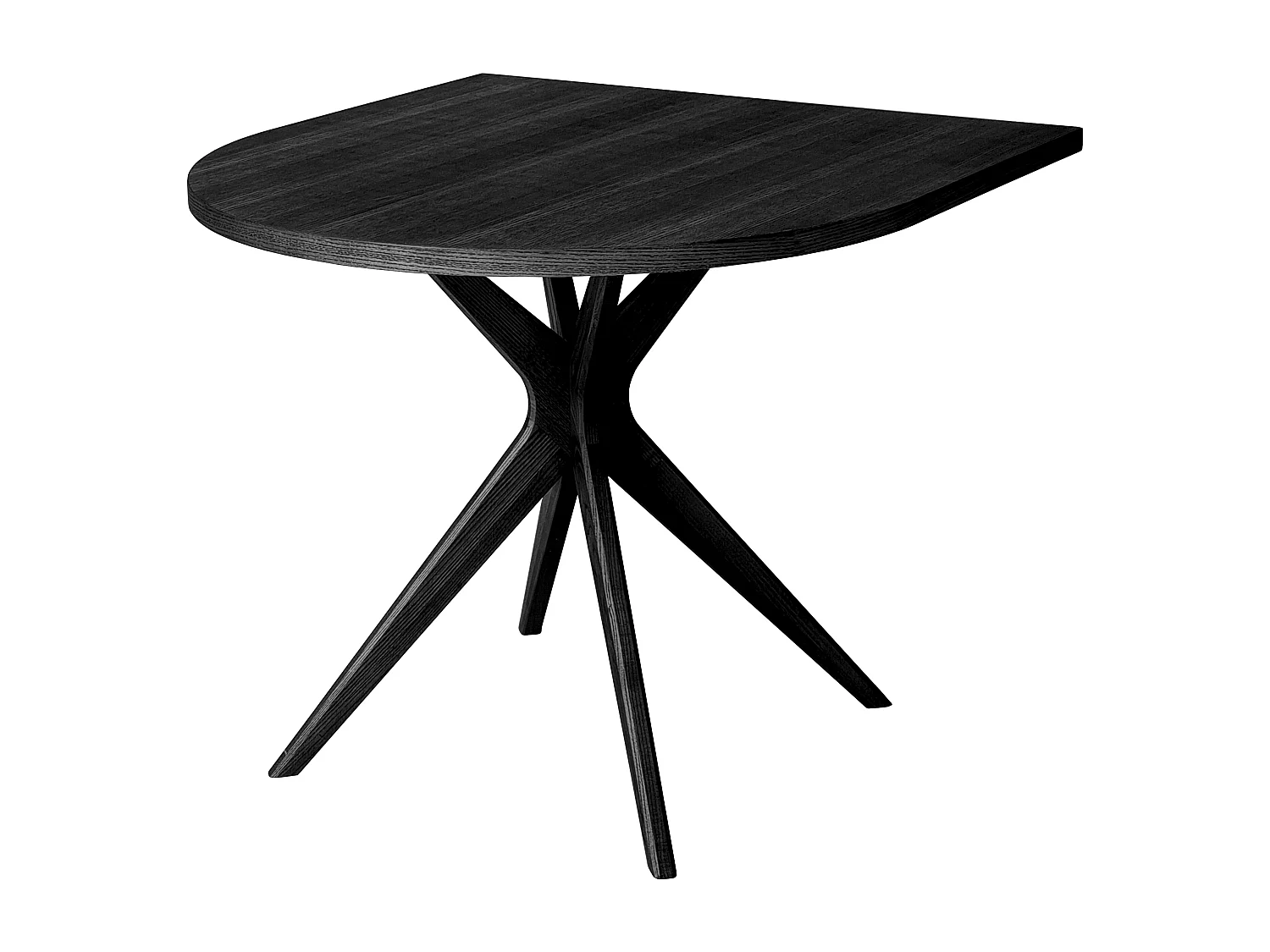 Table demi-ovale à manger 80x80 cm, 3 personnes Jubi Noir