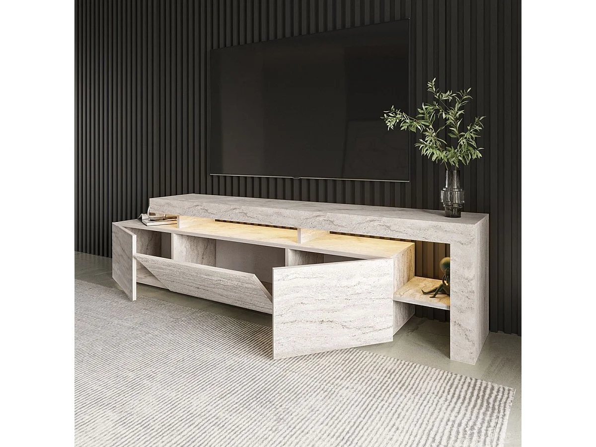 TV-Ständer – 192 x 53 x 37 cm – Travertin – Melamin