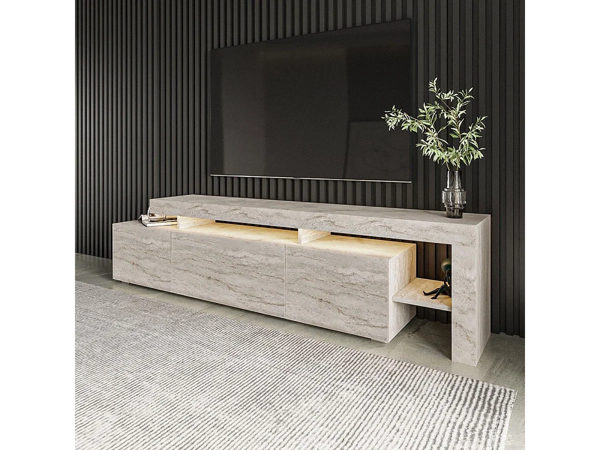 TV-Ständer – 192 x 53 x 37 cm – Travertin – Melamin