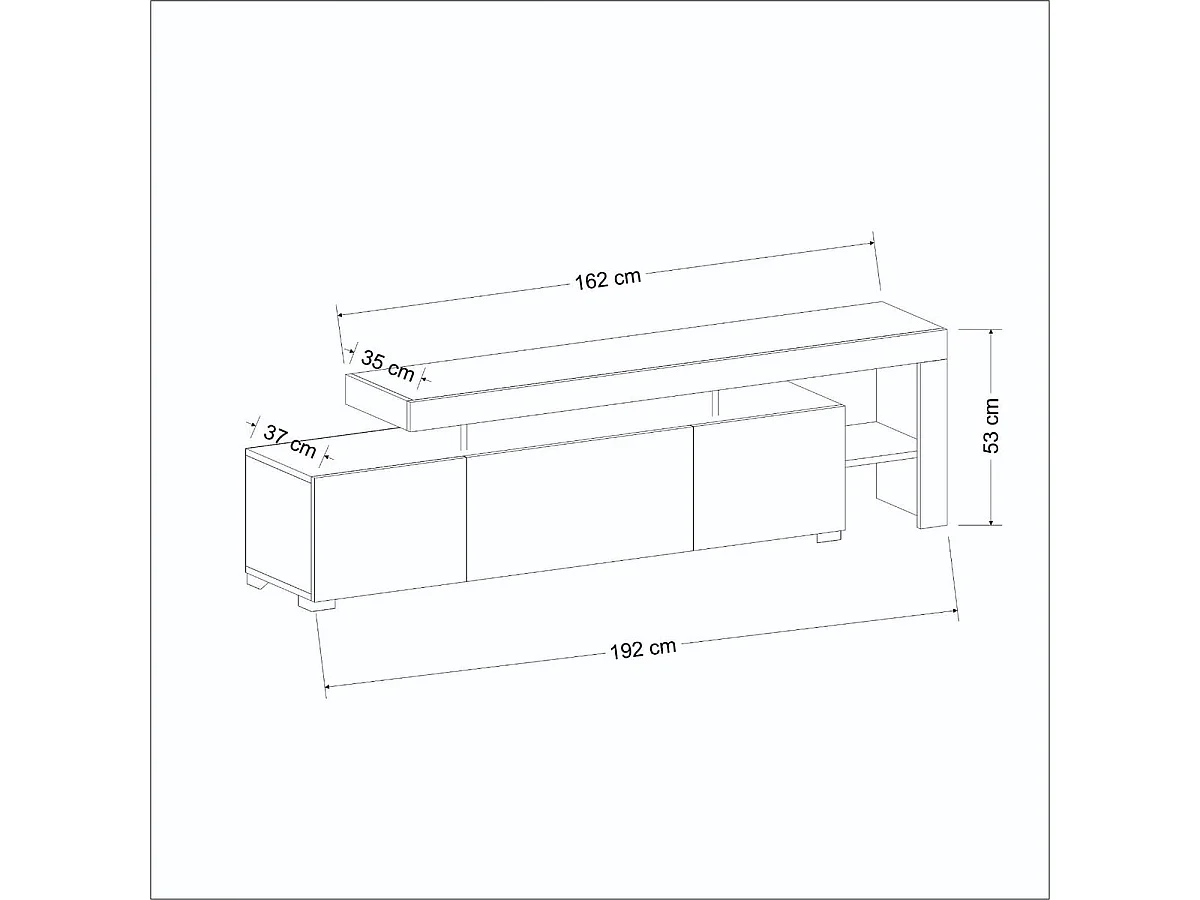 TV-Ständer – 192 x 53 x 37 cm – Travertin – Melamin