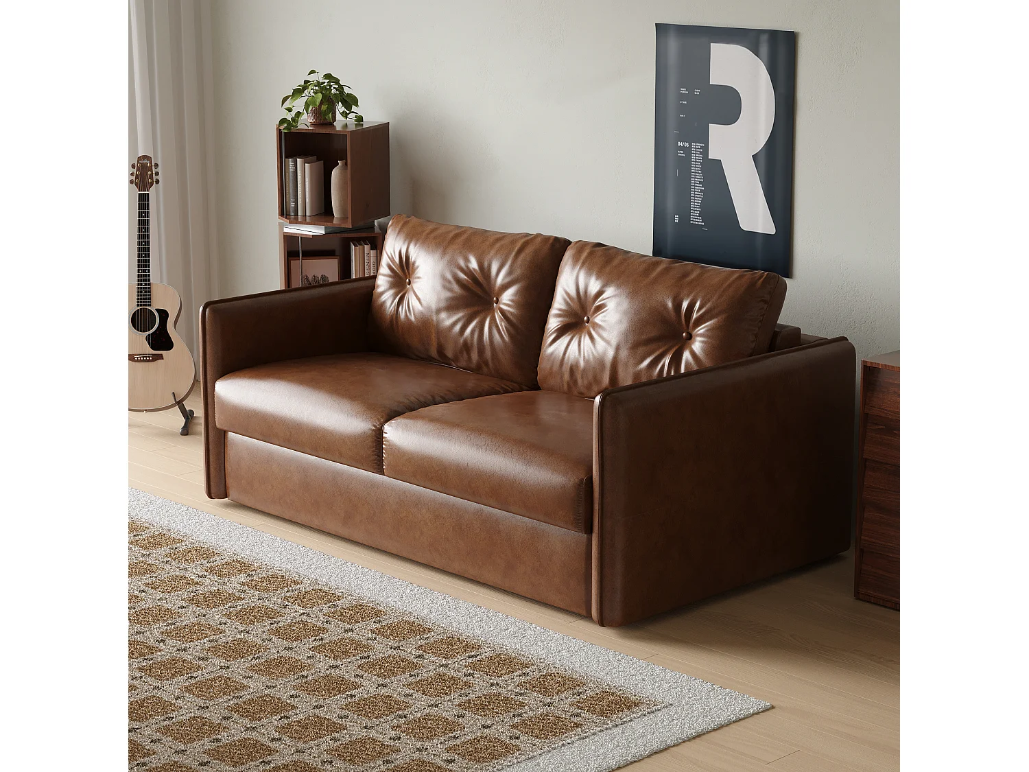 3-in-1 Schlafsofa mit Schlaffunktion, 2-Sitzer Schlafcouch 160 cm mit Matratze, stabiles Stahlgestell für Wohnzimmer, Kinderzimmer