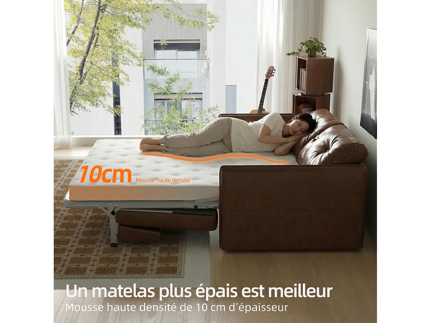 3-in-1 Schlafsofa mit Schlaffunktion, 2-Sitzer Schlafcouch 160 cm mit Matratze, stabiles Stahlgestell für Wohnzimmer, Kinderzimmer