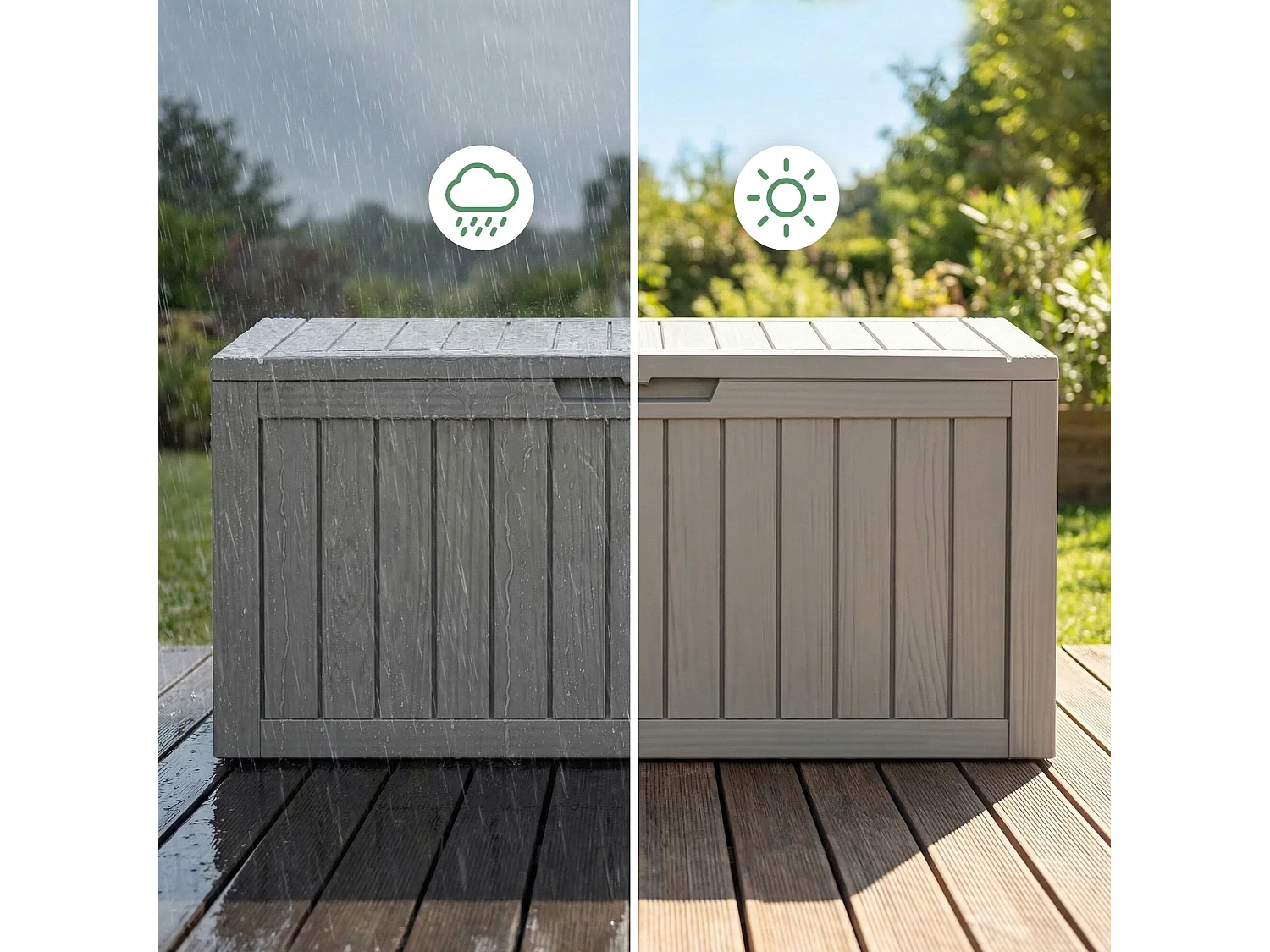 Baule da giardino impermeabile 272L contenitore esterno balcone terrazzo in plastica polipropilene grigio