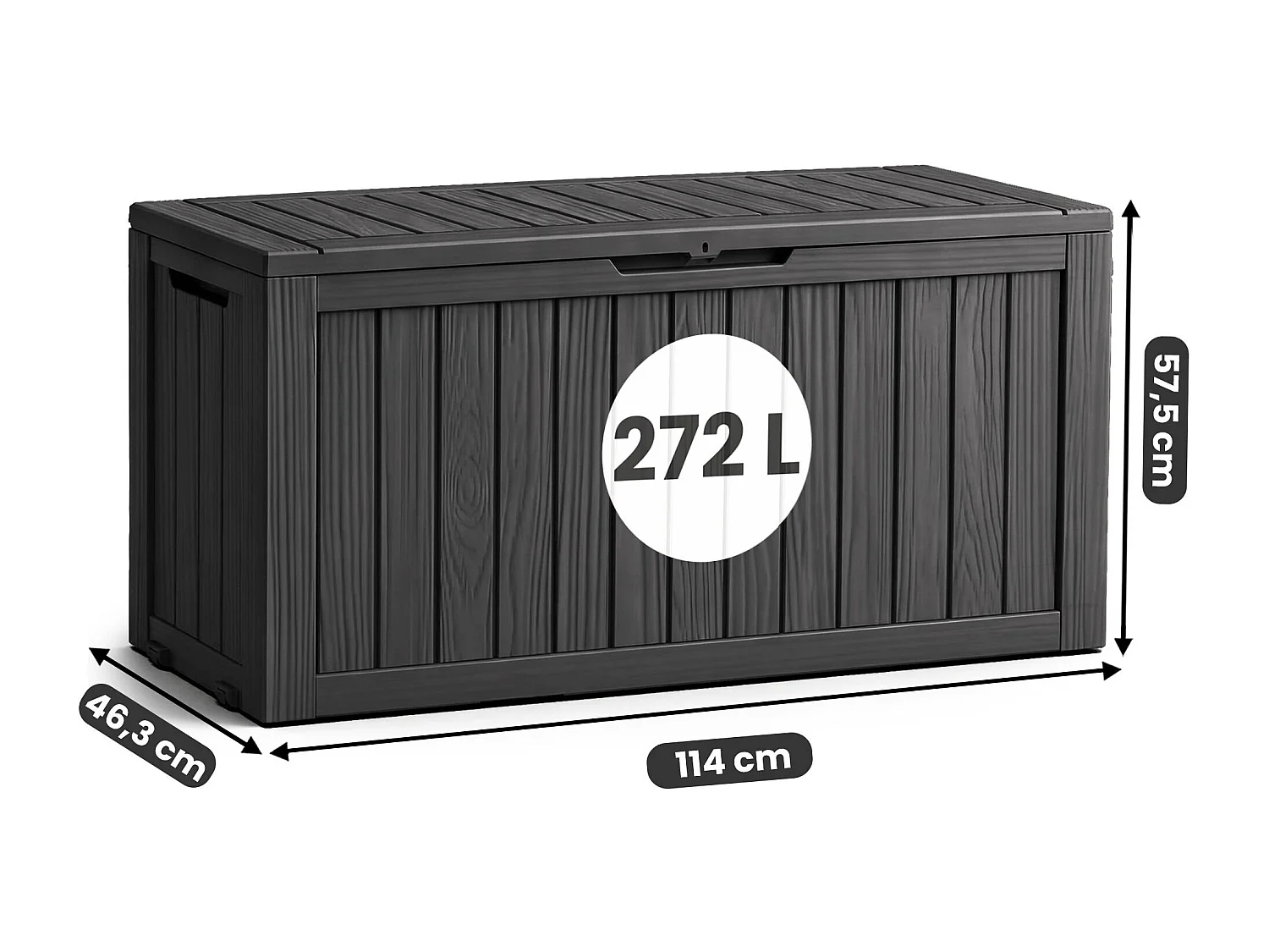 Baule da giardino impermeabile 272L contenitore esterno balcone terrazzo in plastica polipropilene nero