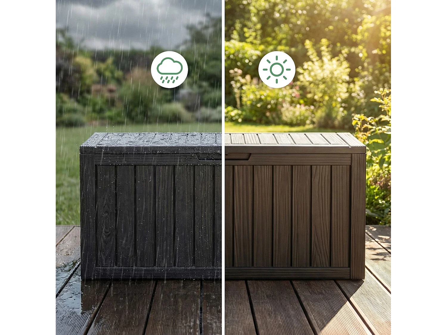 Baule da giardino impermeabile 272L contenitore esterno balcone terrazzo in plastica polipropilene nero