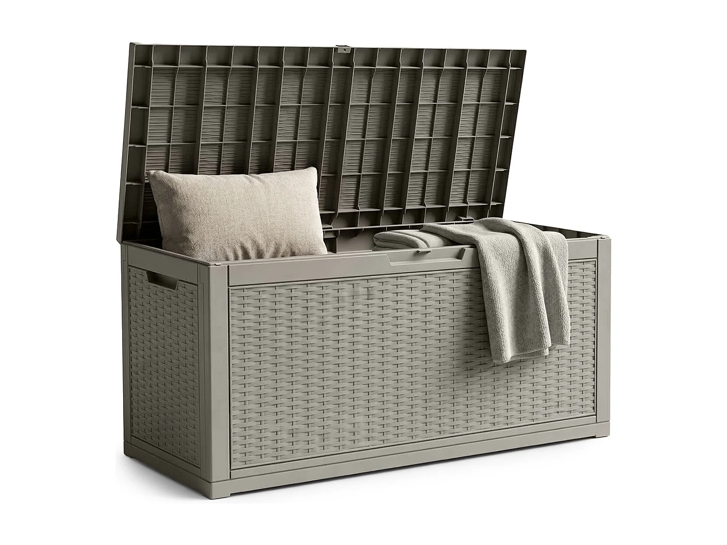 Baule da giardino impermeabile 340L contenitore esterno balcone terrazzo in plastica polipropilene grigio