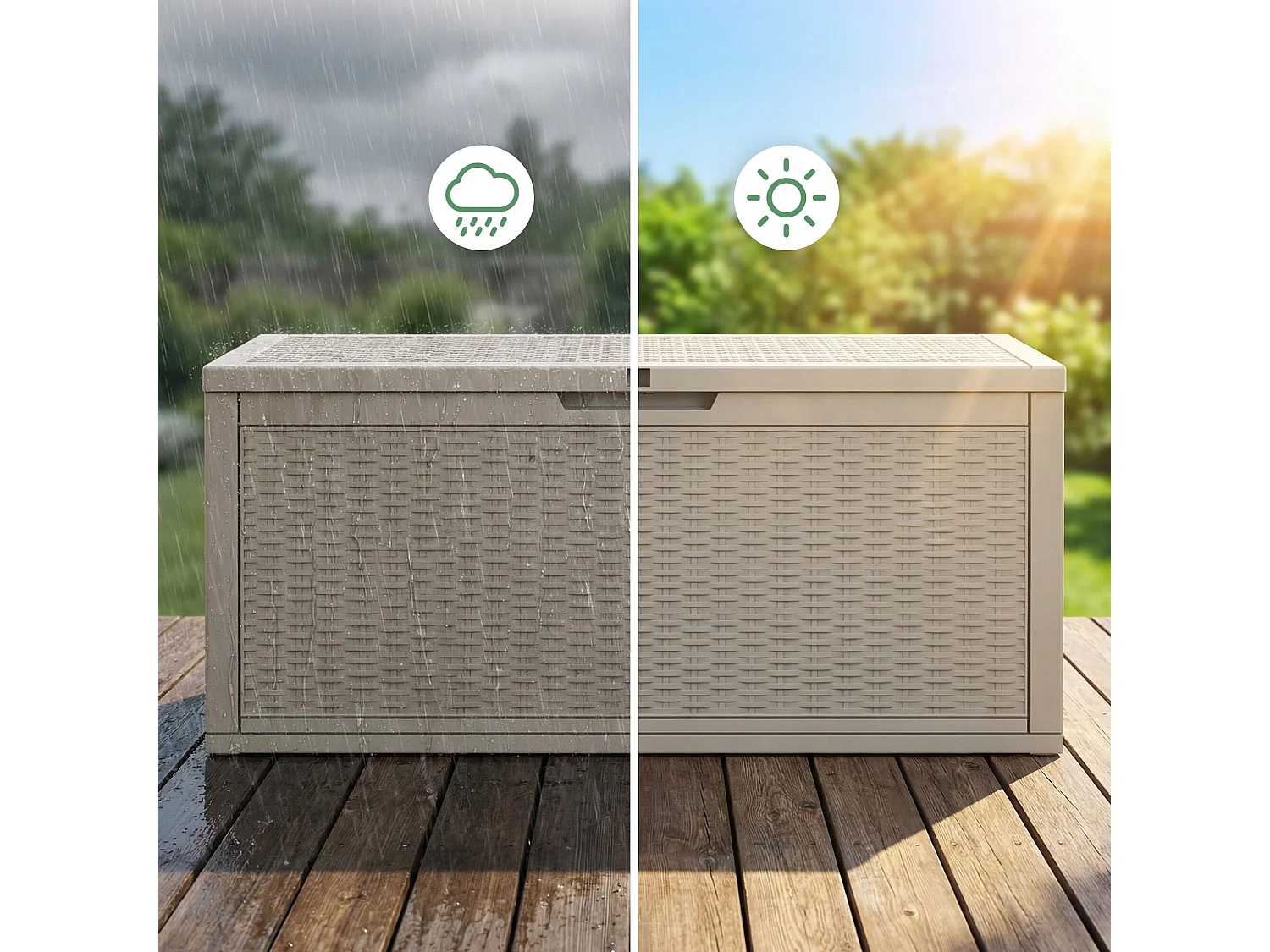 Baule da giardino impermeabile 340L contenitore esterno balcone terrazzo in plastica polipropilene grigio