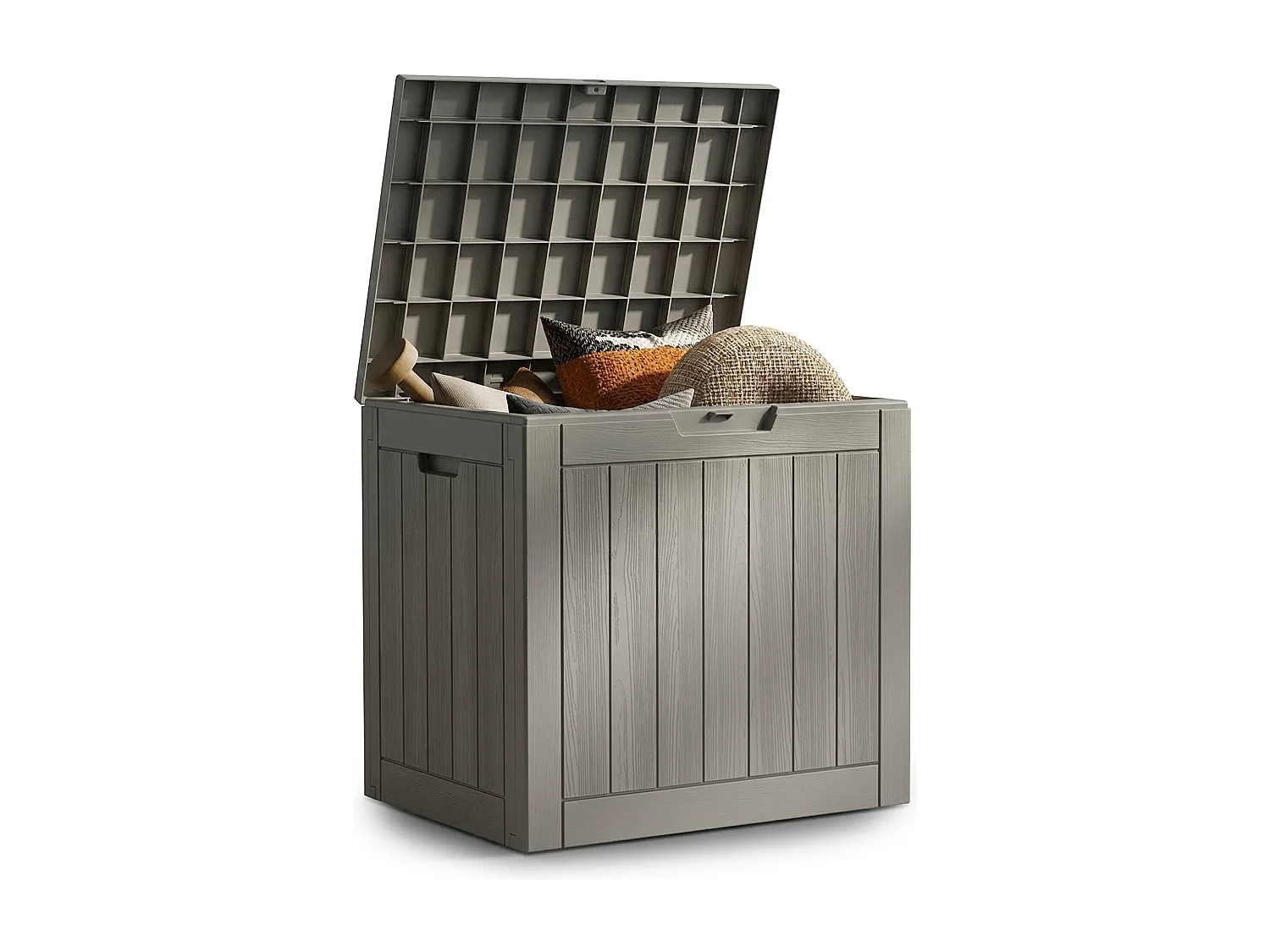 Coffre de jardin impermeable 117L boîte de rangement extérieur balcon terrasse plastique polypropylène gris