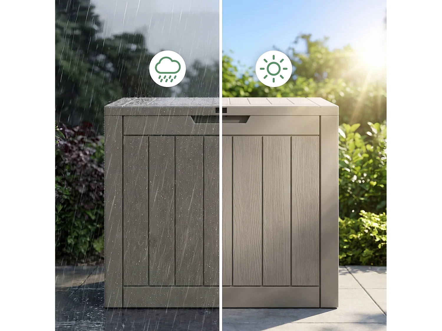 Coffre de jardin impermeable 117L boîte de rangement extérieur balcon terrasse plastique polypropylène gris