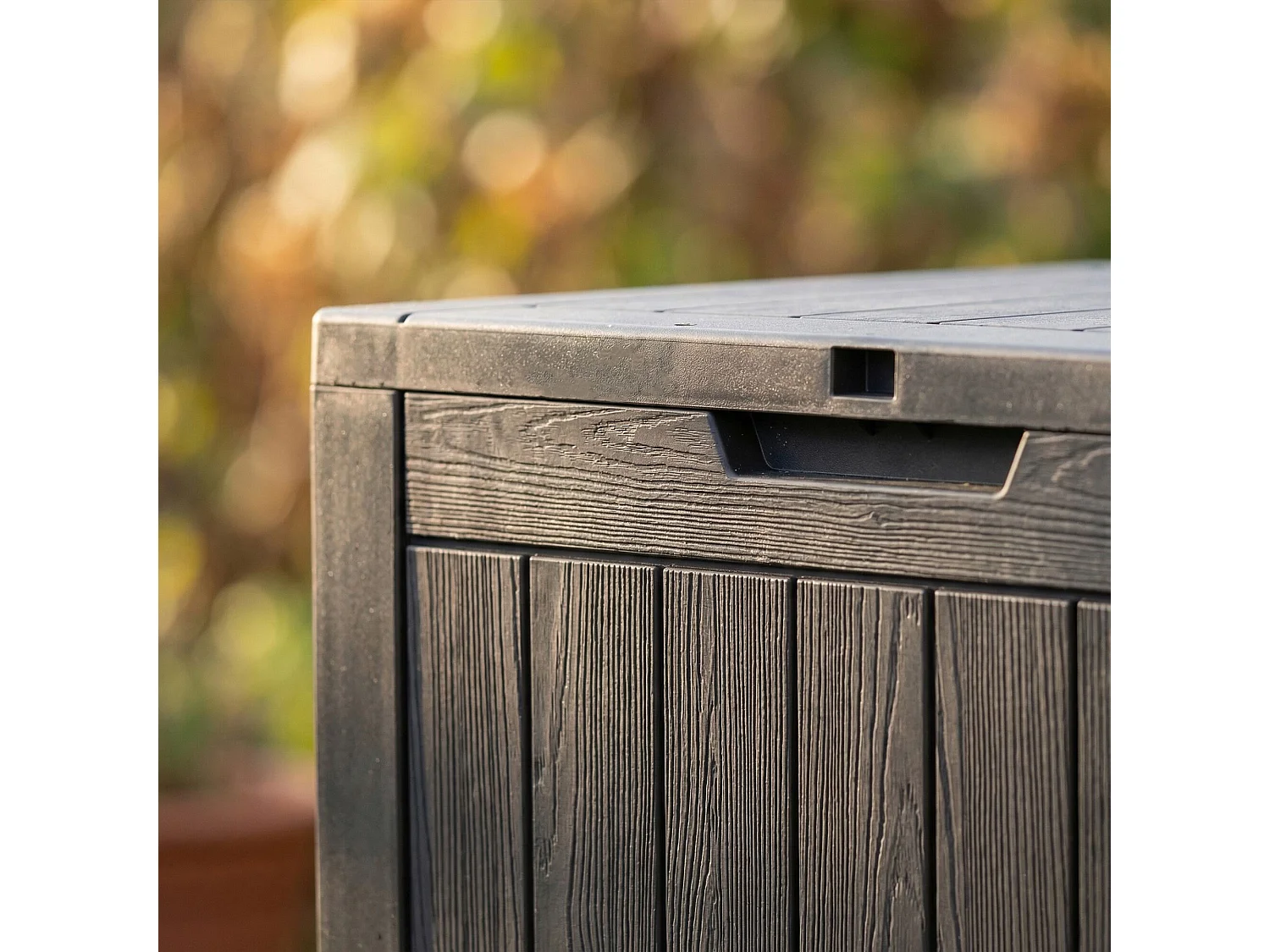 Baule da giardino impermeabile 117L contenitore esterno balcone terrazzo in plastica polipropilene nero