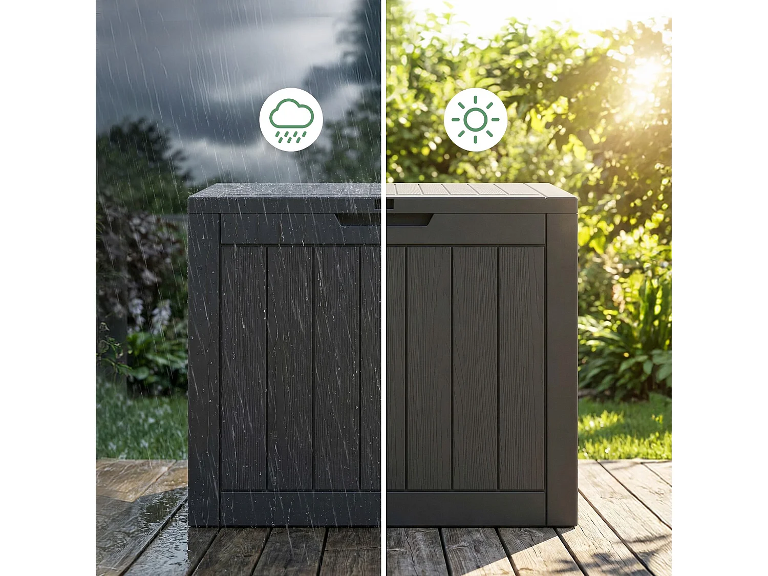 Baule da giardino impermeabile 117L contenitore esterno balcone terrazzo in plastica polipropilene nero