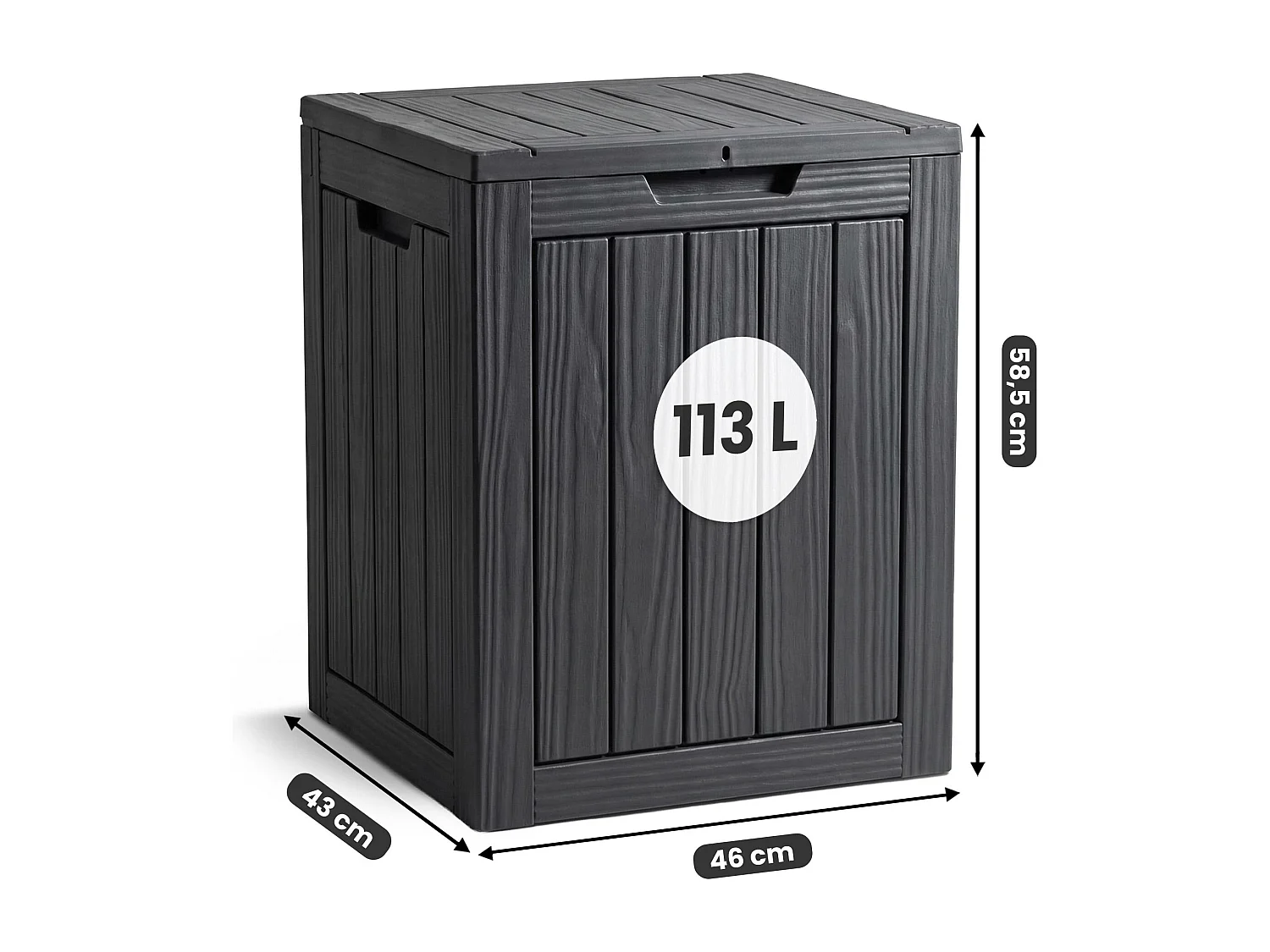 Baule da giardino impermeabile 113L contenitore esterno balcone terrazzo in plastica polipropilene nero