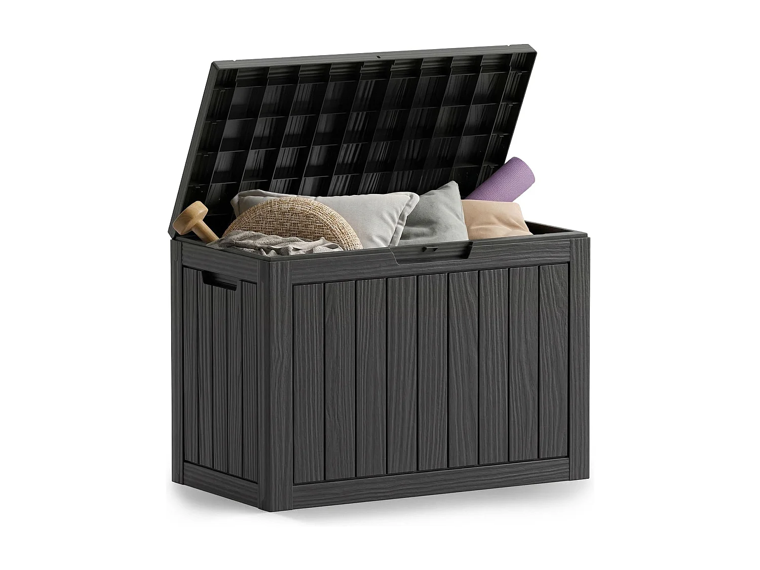 Baule da giardino impermeabile 170L contenitore esterno balcone terrazzo in plastica polipropilene nero